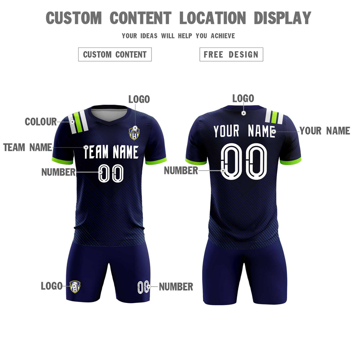 Custom Navy Striped Sportswear Soccer Tops/Sets Jersey For Adults