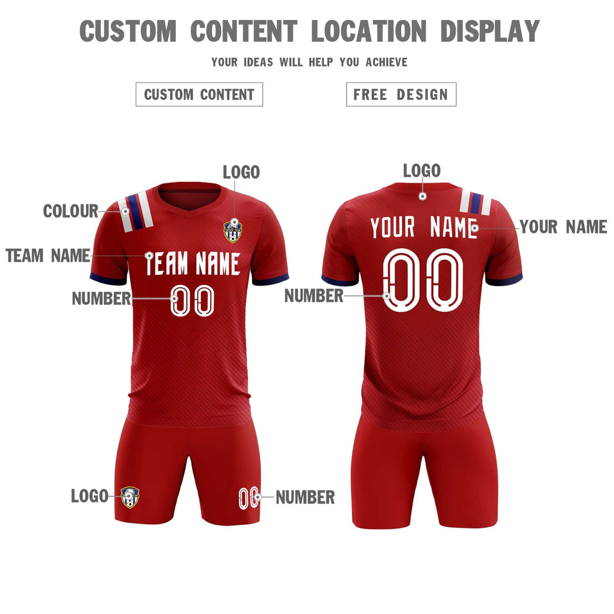 Custom Red Striped Sportswear Football Kit Jersey For Adults