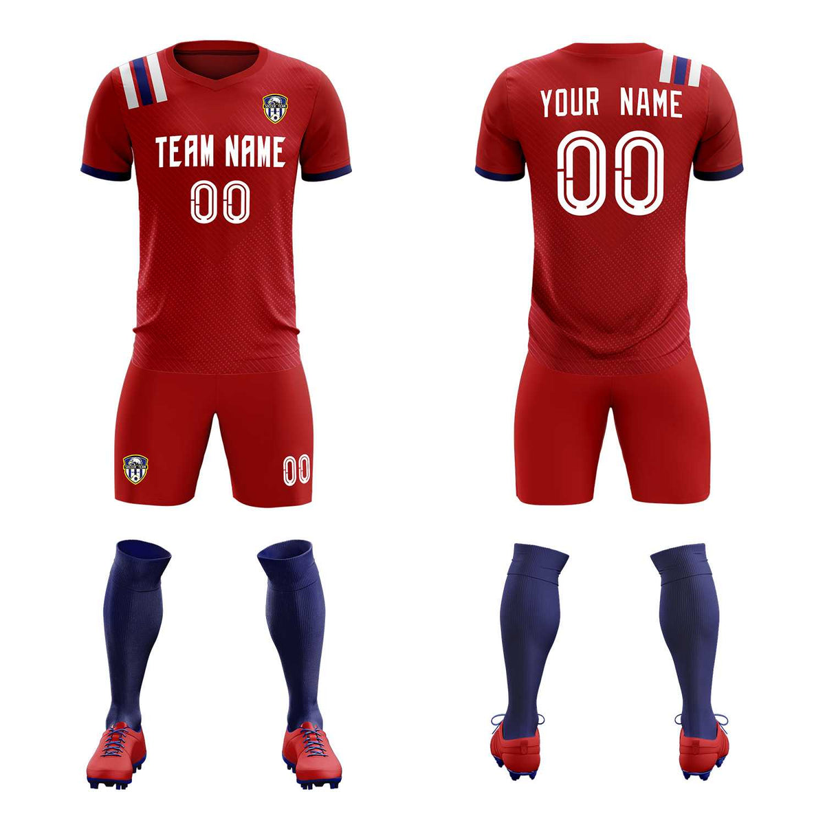 Custom Red Striped Sportswear Football Kit Jersey For Adults