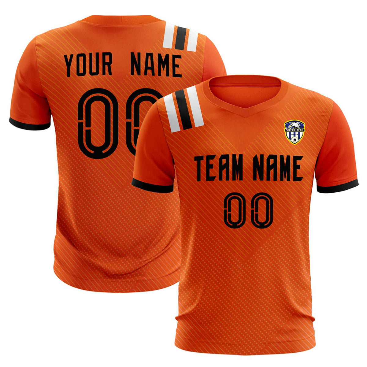 Custom Orange Striped Sportswear Football Kit Jersey For Adults