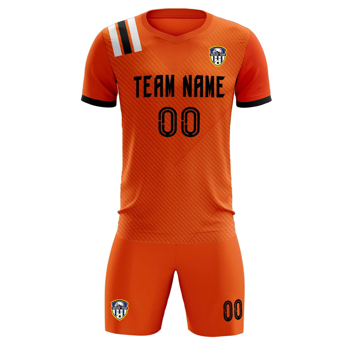 Custom Orange Striped Sportswear Football Kit Jersey For Adults