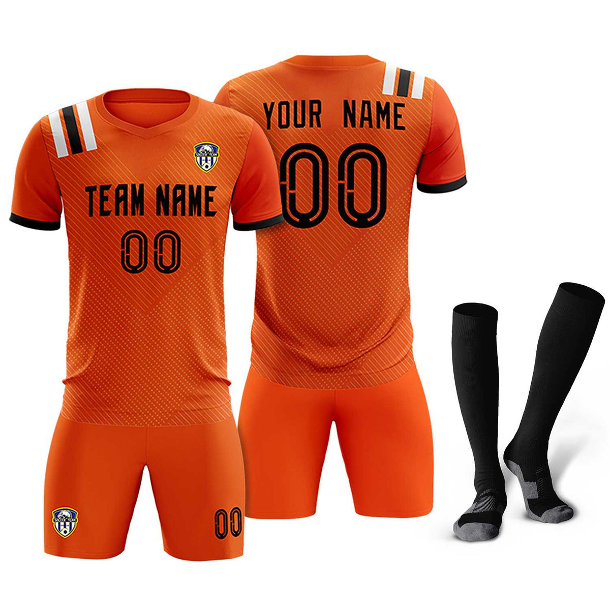 Custom Orange Striped Sportswear Soccer Tops/Sets Jersey For Adults