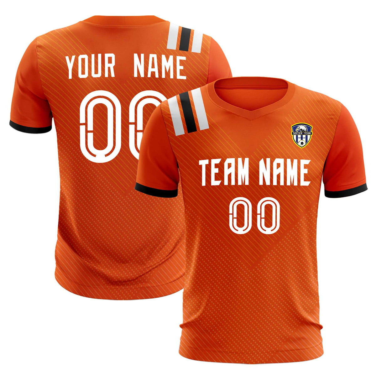 Custom Orange Striped Sportswear Football Kit Jersey For Adults