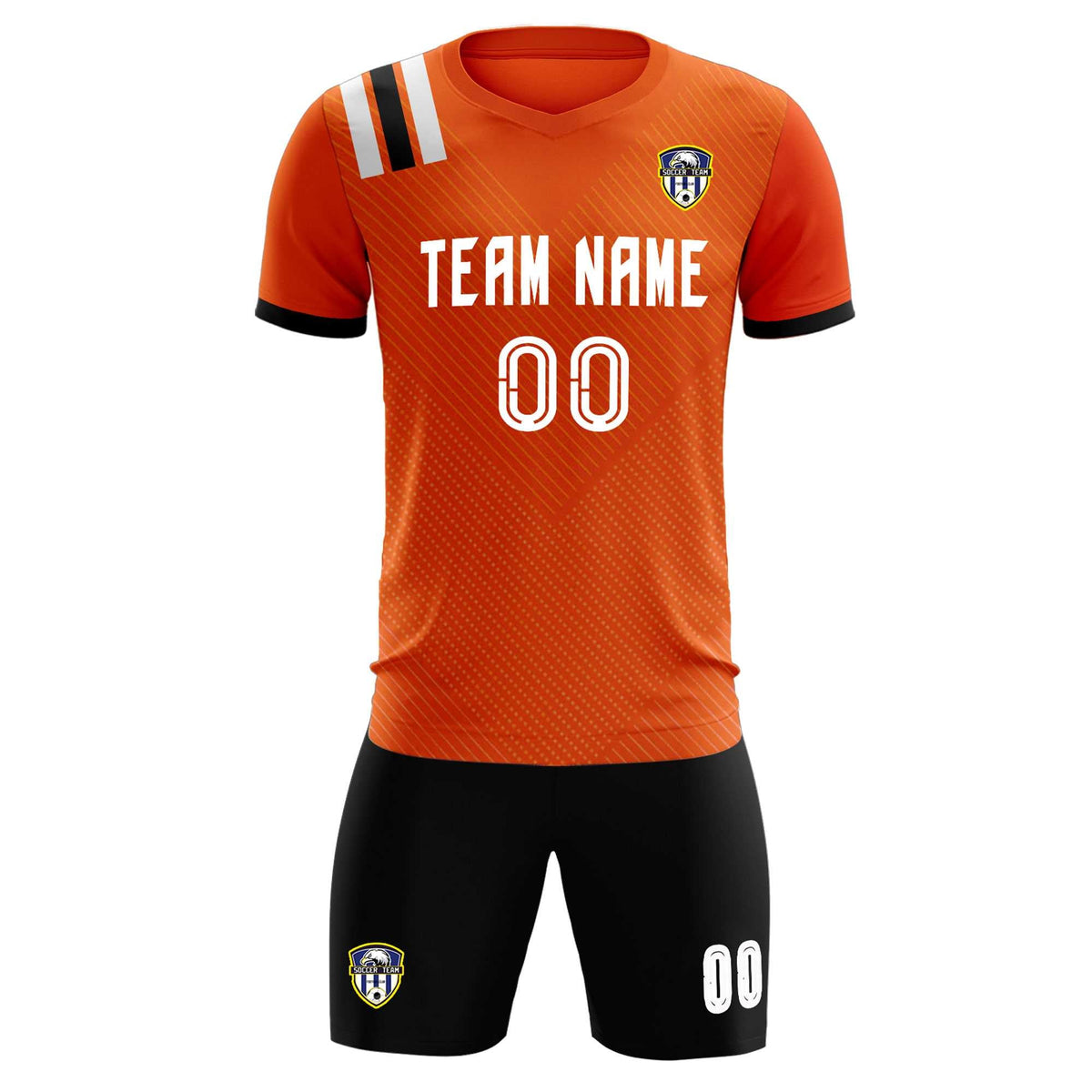 Custom Orange Striped Sportswear Football Kit Jersey For Adults