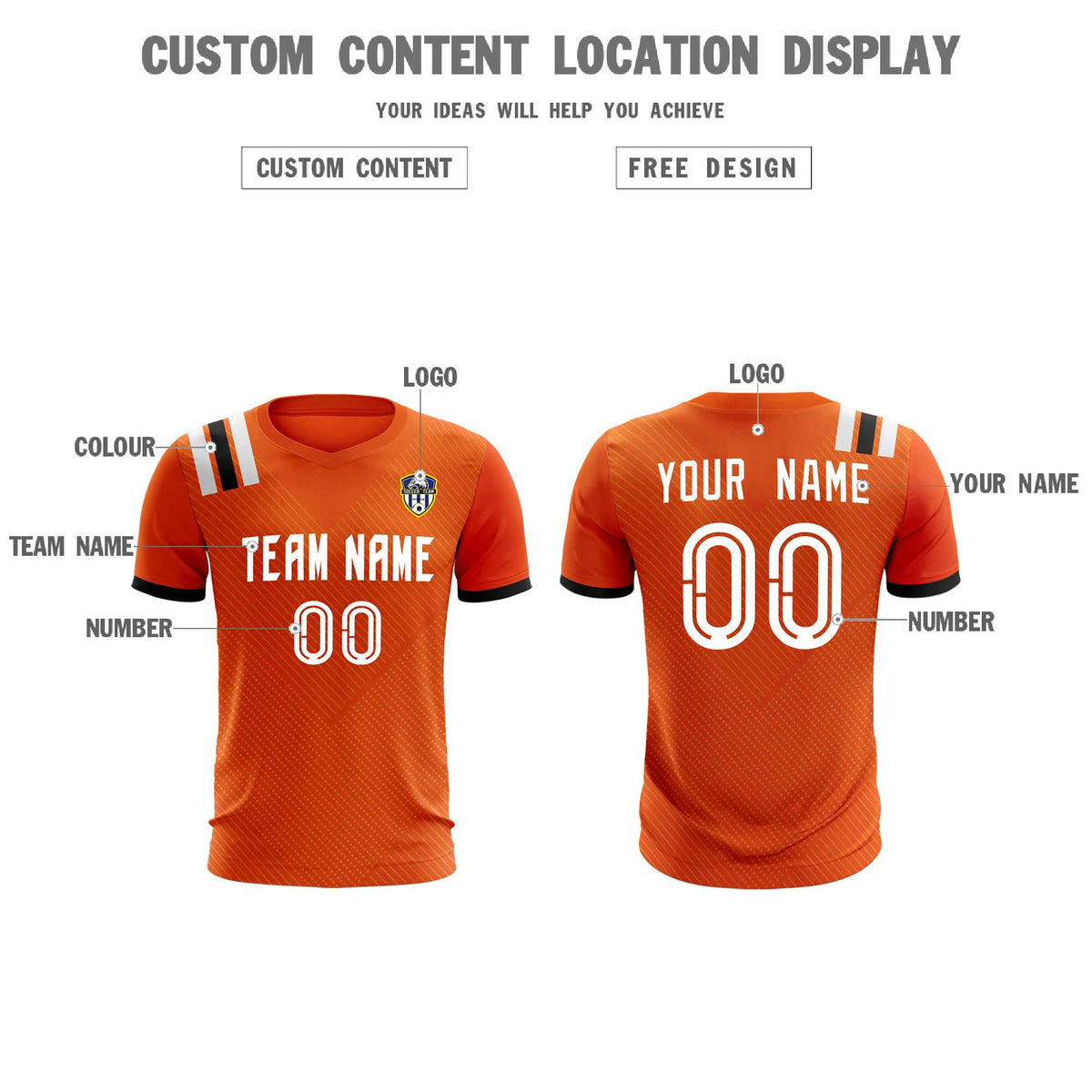 Custom Orange Striped Sportswear Football Kit Jersey For Adults