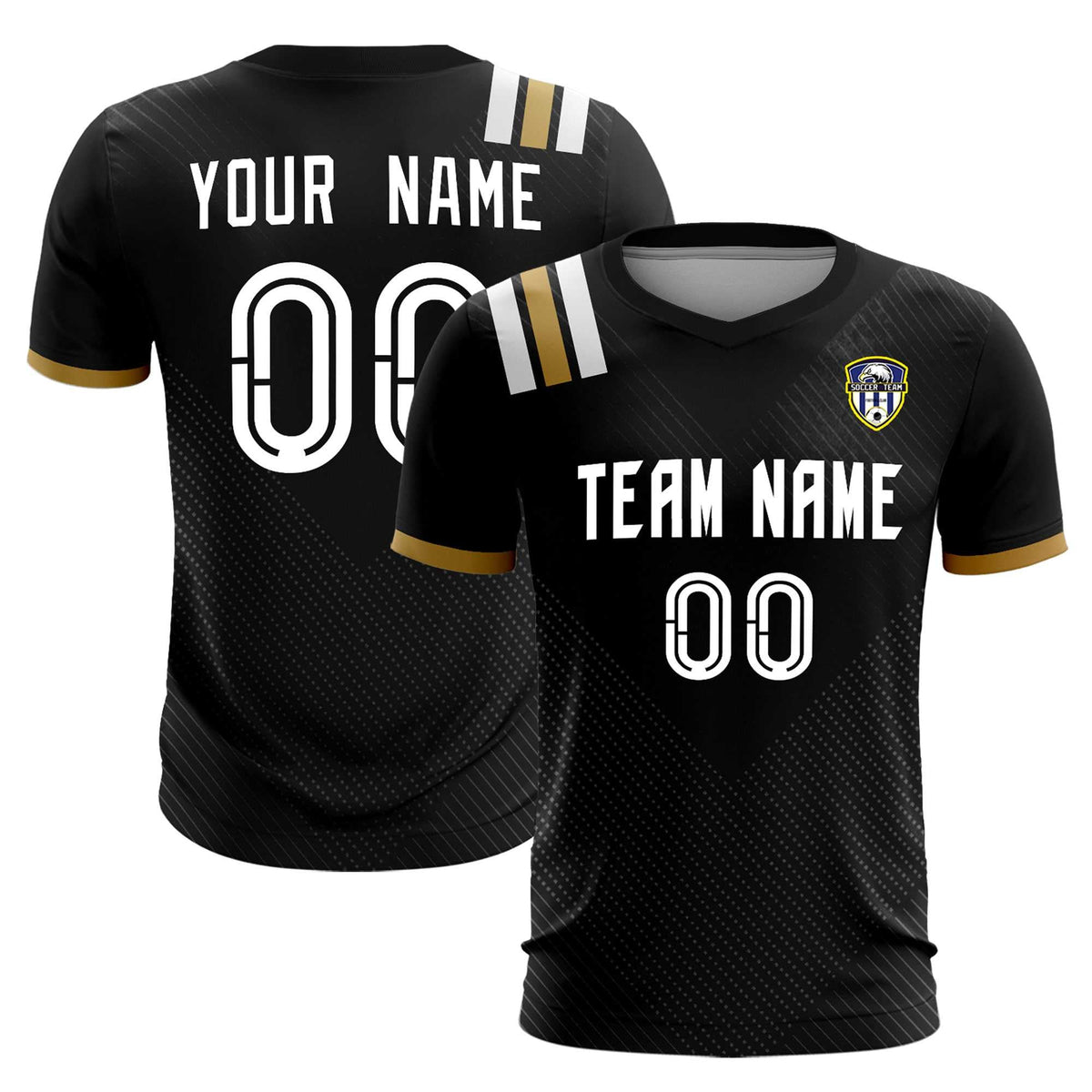 Custom Black Striped Sportswear Football Kit Jersey For Adults