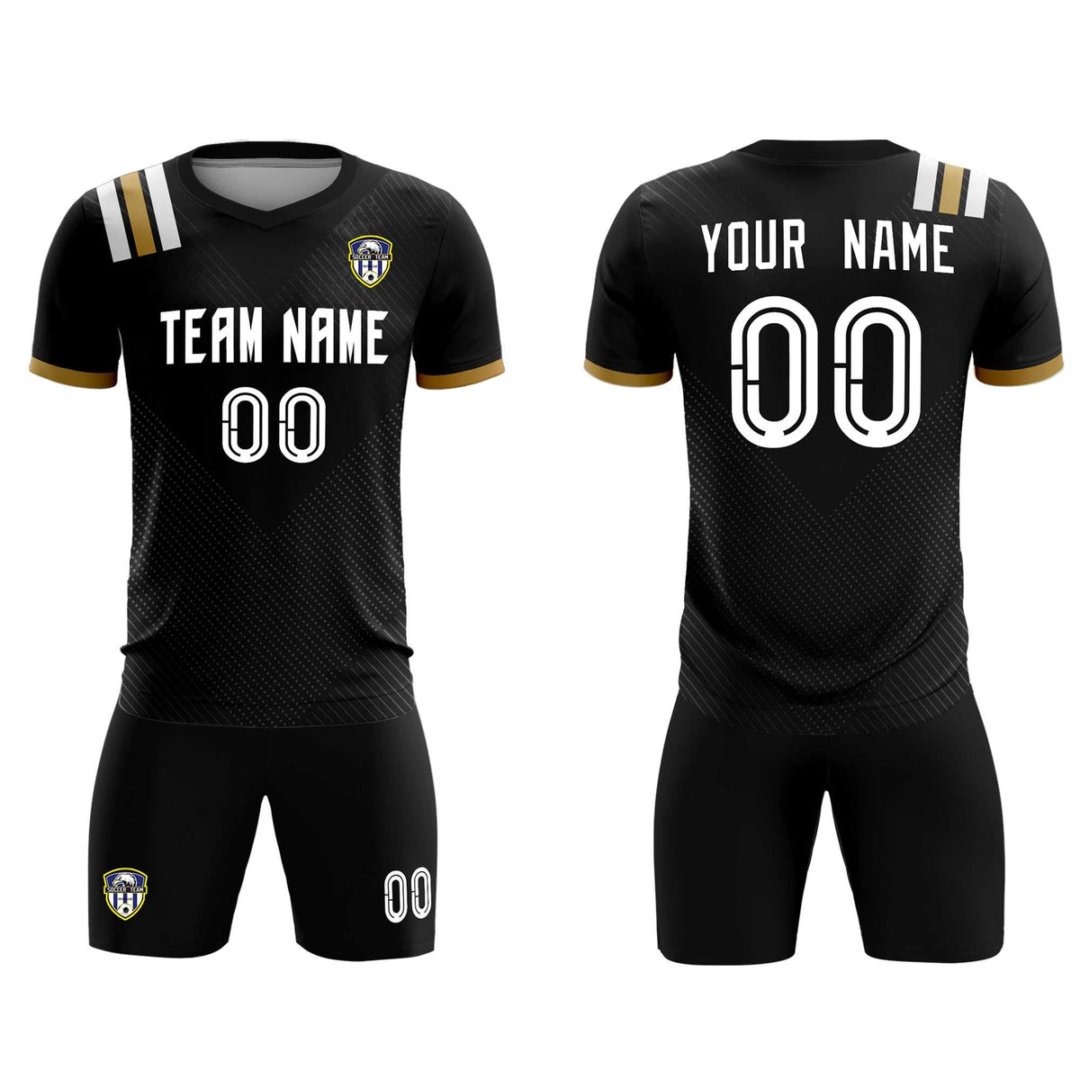 Custom Black Striped Sportswear Football Kit Jersey For Adults