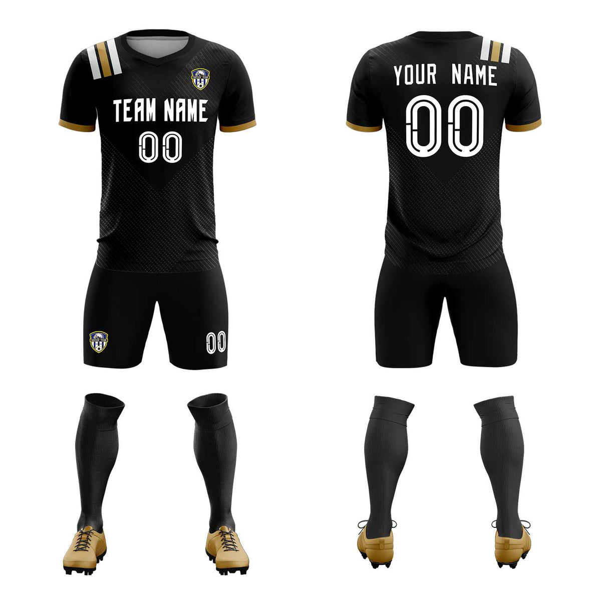 Custom Black Striped Sportswear Football Kit Jersey For Adults