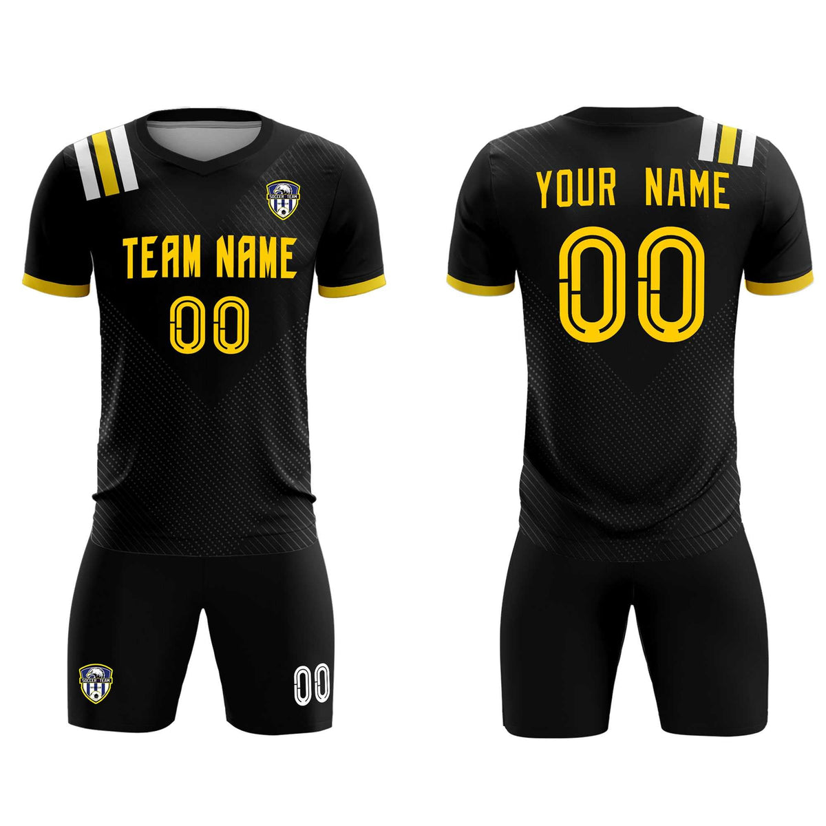Custom Black Striped Sportswear Football Kit Jersey For Adults