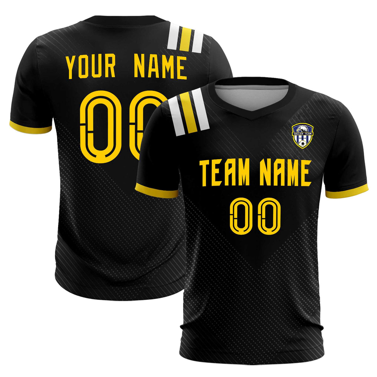 Custom Black Striped Sportswear Football Kit Jersey For Adults