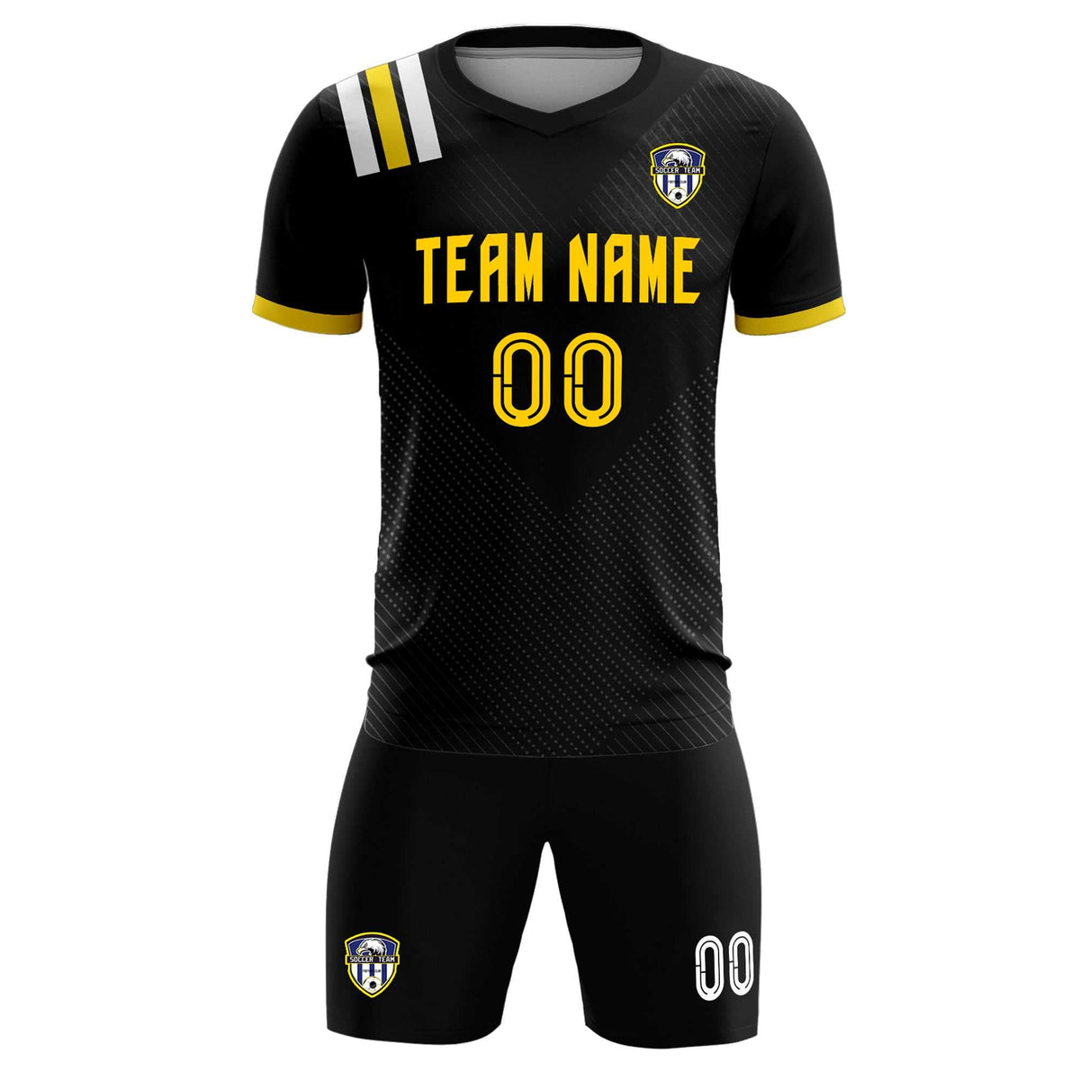 Custom Black Striped Sportswear Soccer Tops/Sets Jersey For Adults