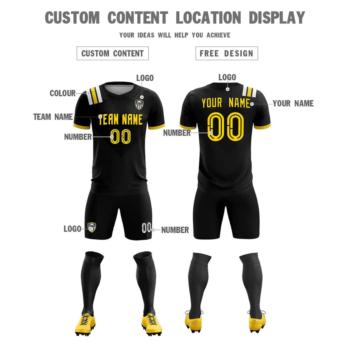 Custom Black Striped Sportswear Football Kit Jersey For Adults