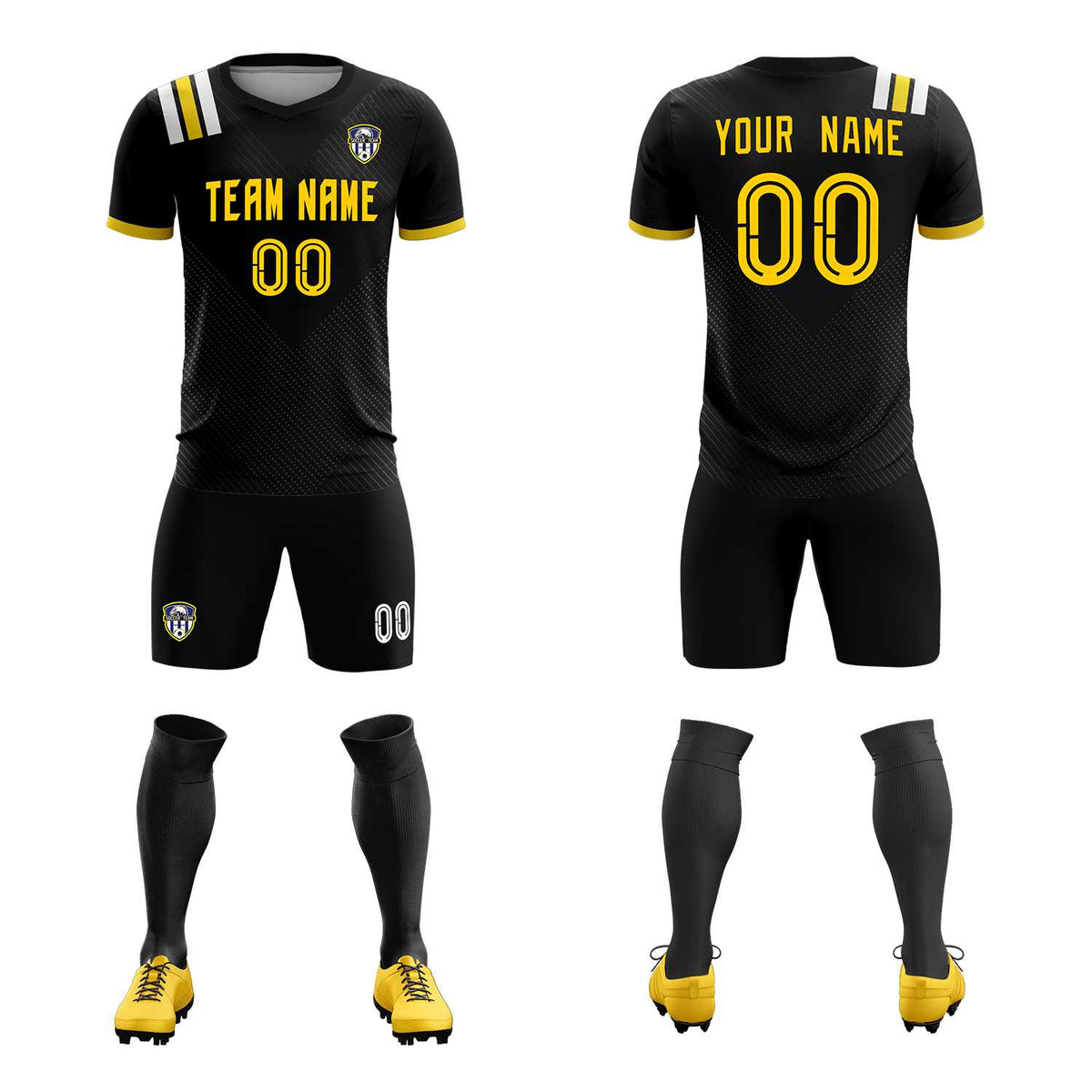 Custom Black Striped Sportswear Football Kit Jersey For Adults