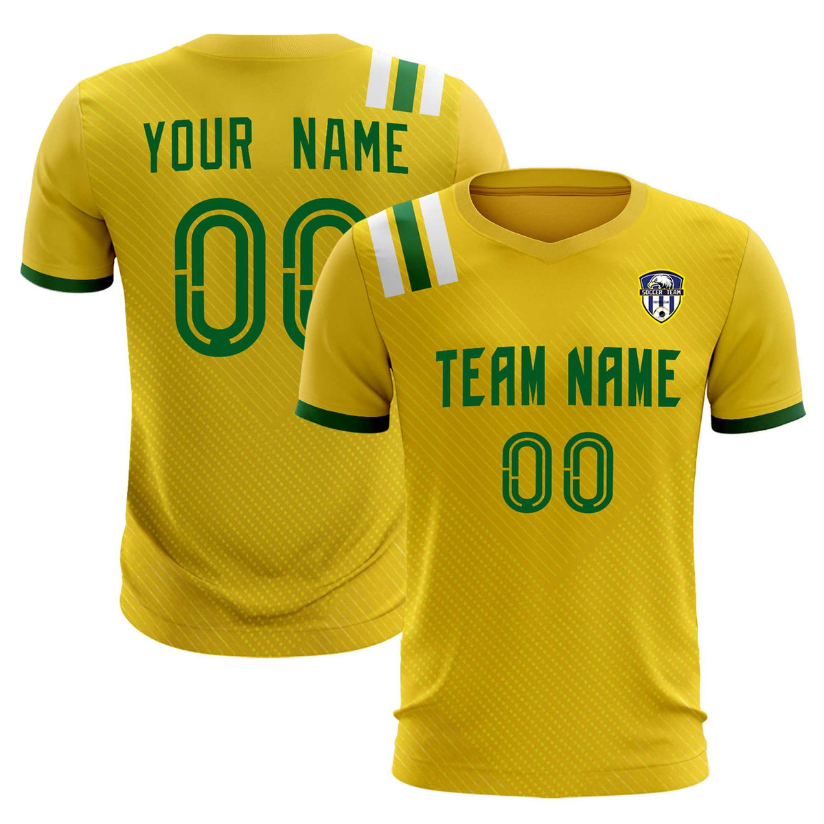 Custom Gold Striped Sportswear Football Kit Jersey For Adults