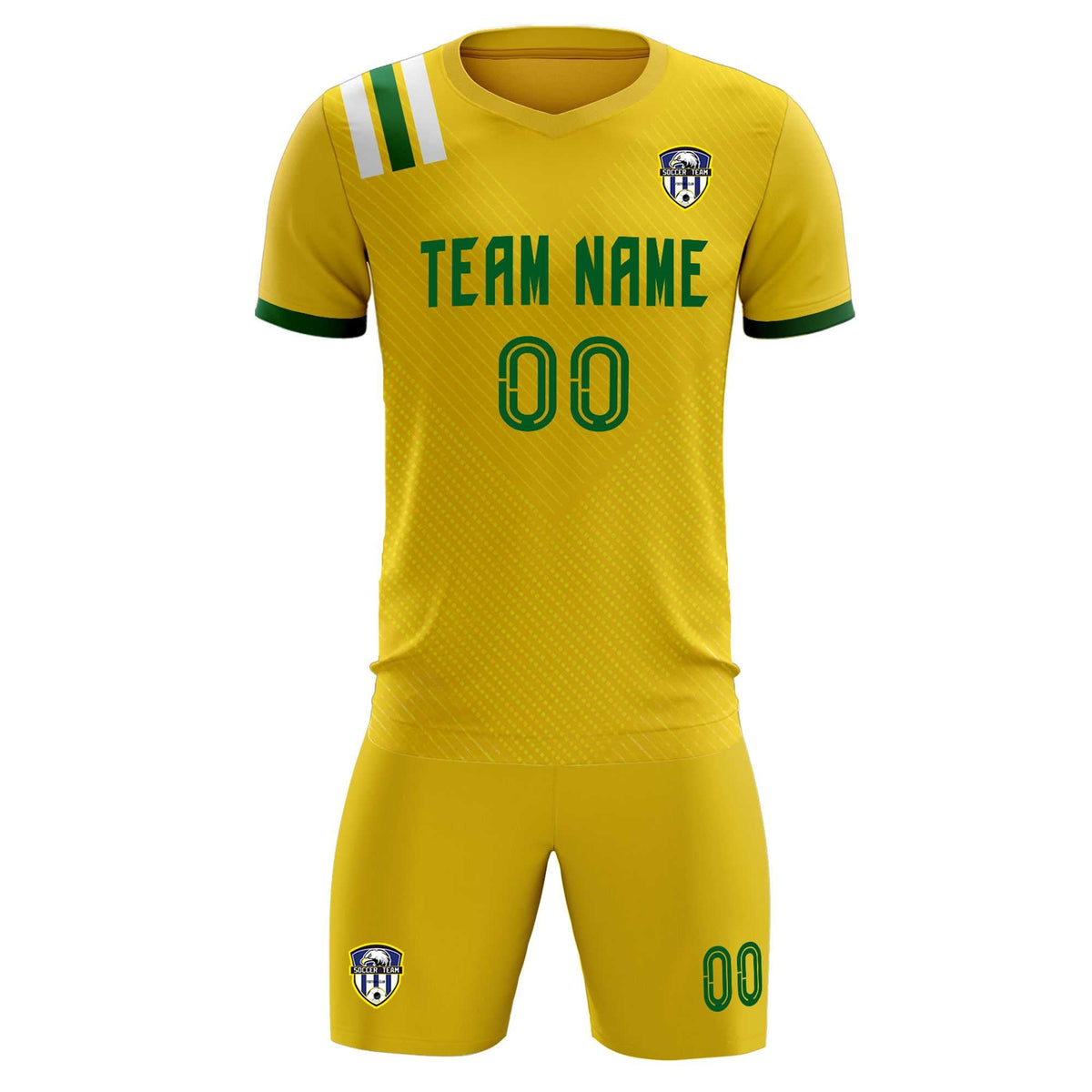 Custom Gold Striped Sportswear Football Kit Jersey For Adults