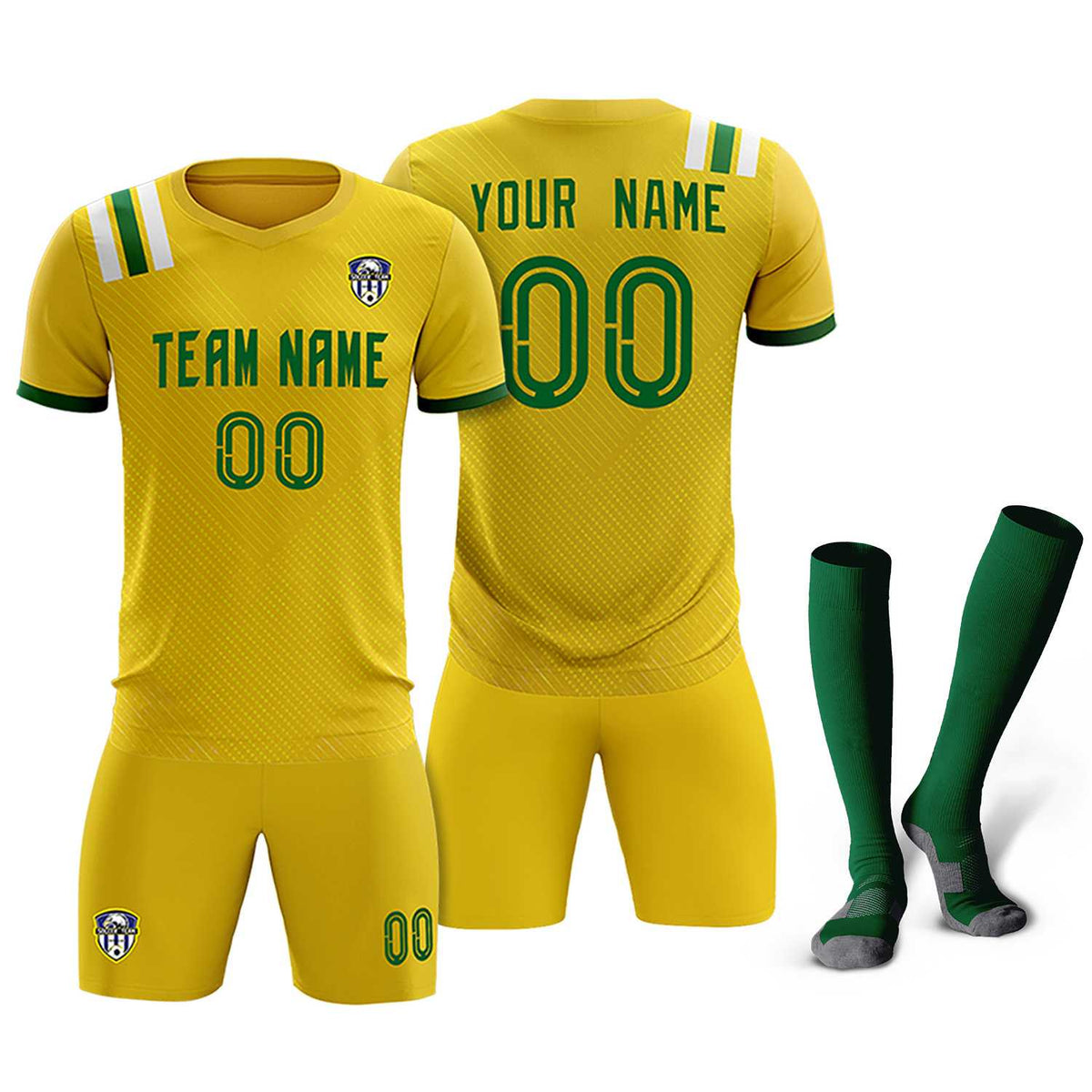 Custom Gold Striped Sportswear Football Kit Jersey For Adults