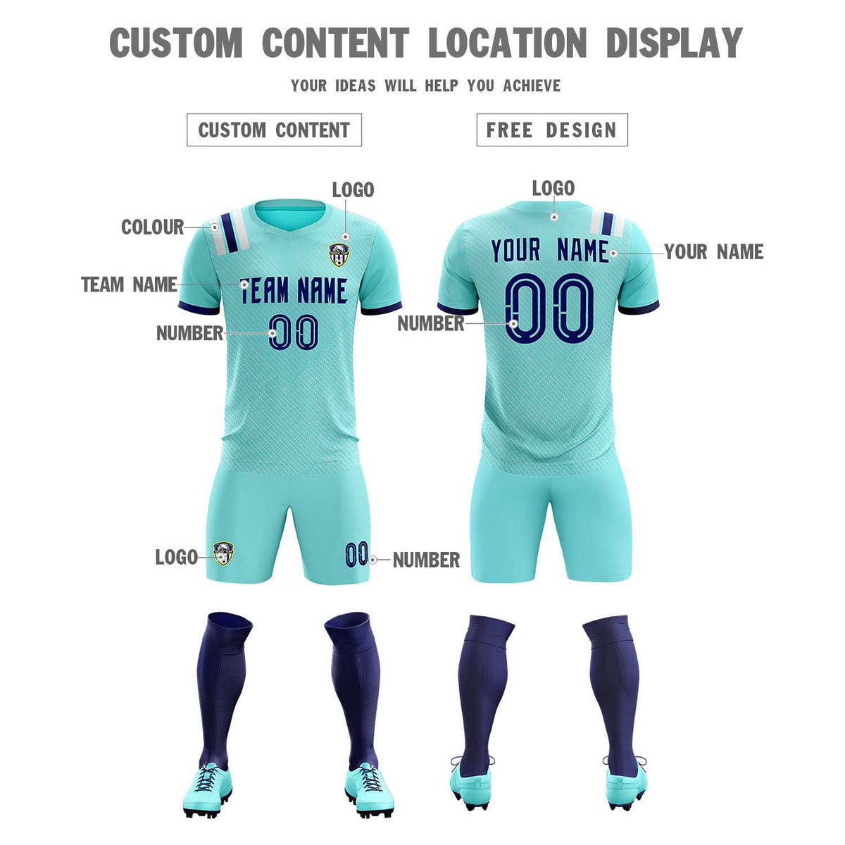 Custom Sky Blue Striped Sportswear Soccer Tops/Sets Jersey For Adults
