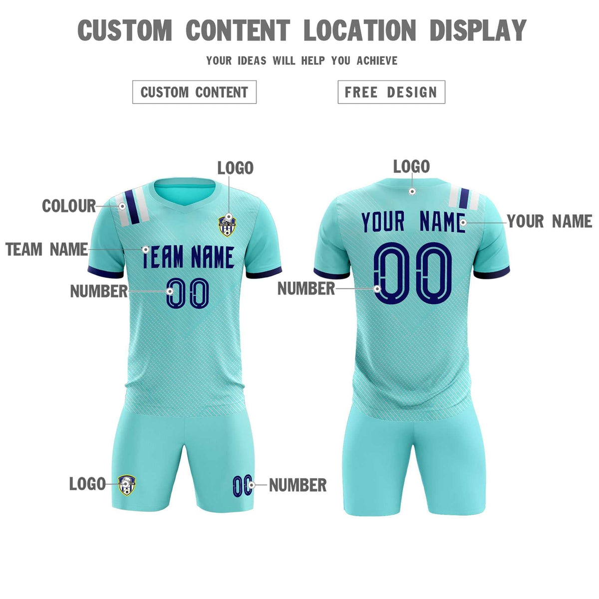 Custom Sky Blue Striped Sportswear Soccer Tops/Sets Jersey For Adults