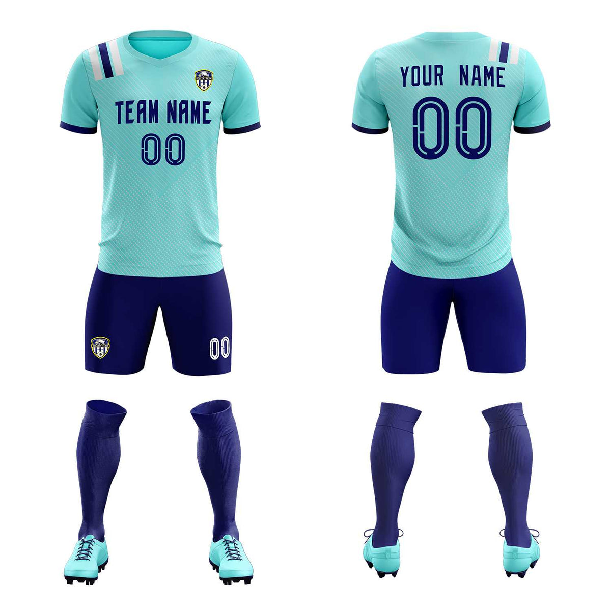 Custom Sky Blue Striped Sportswear Soccer Tops/Sets Jersey For Adults