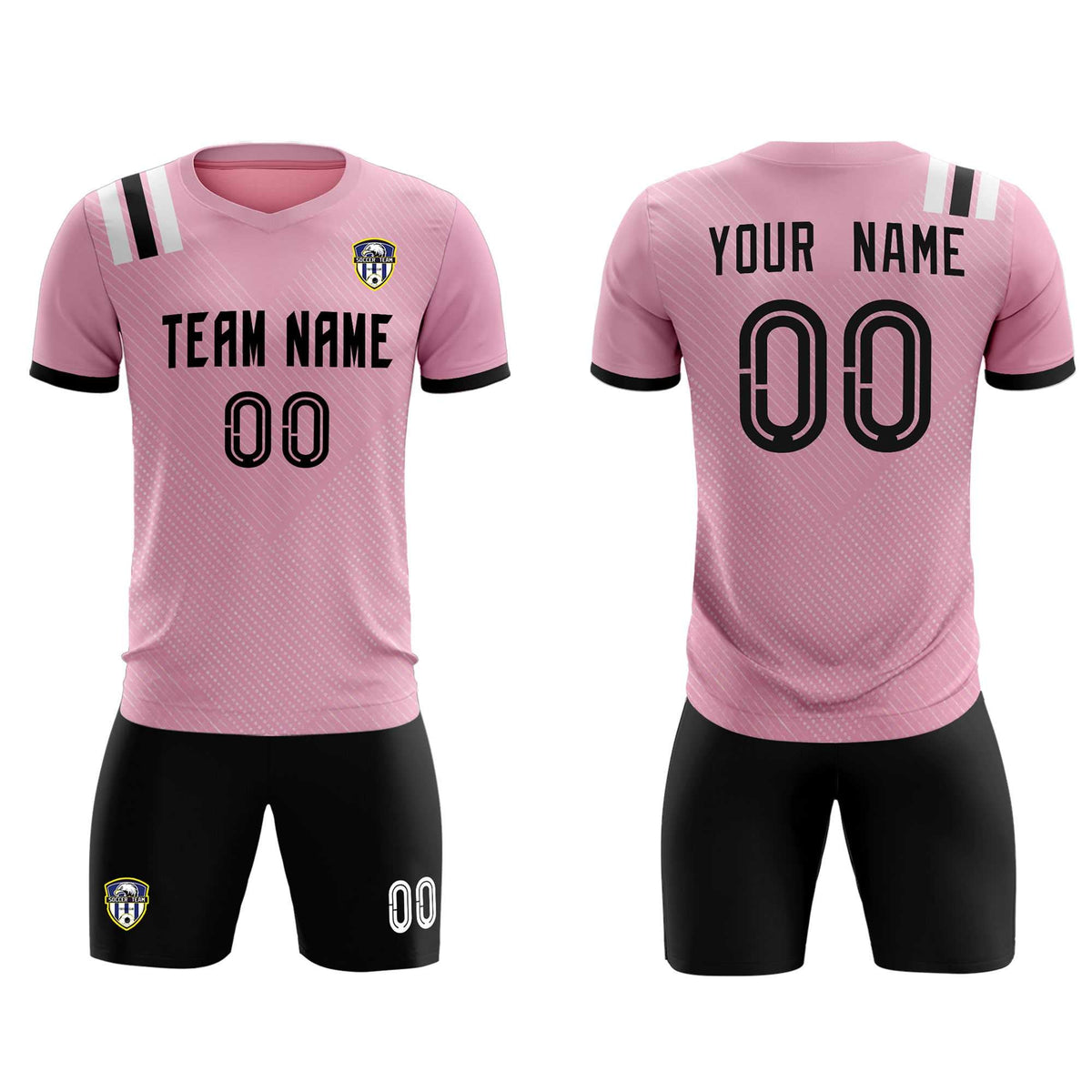 Custom Pink Striped Sportswear Soccer Tops/Sets Jersey For Adults