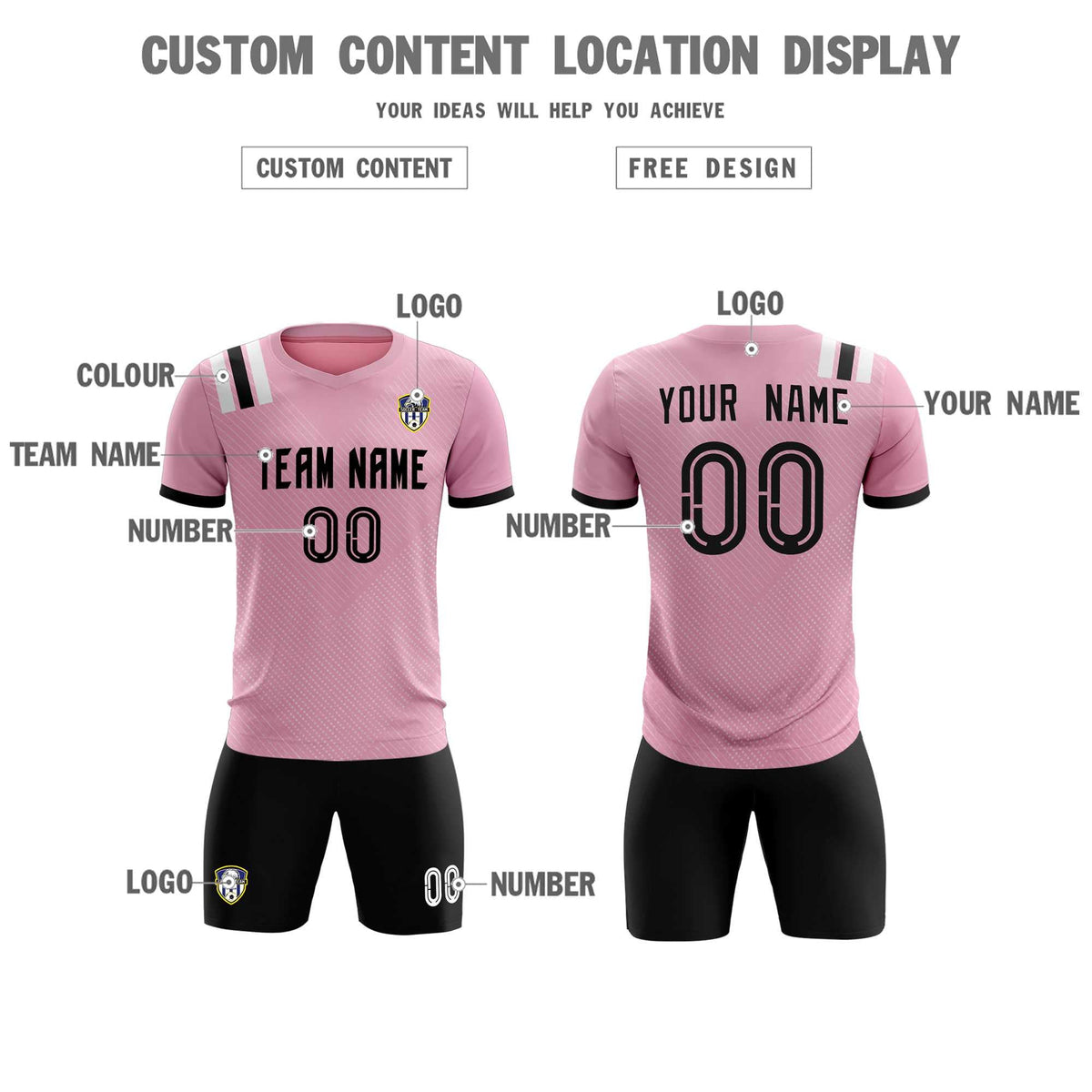 Custom Pink Striped Sportswear Football Kit Jersey For Adults