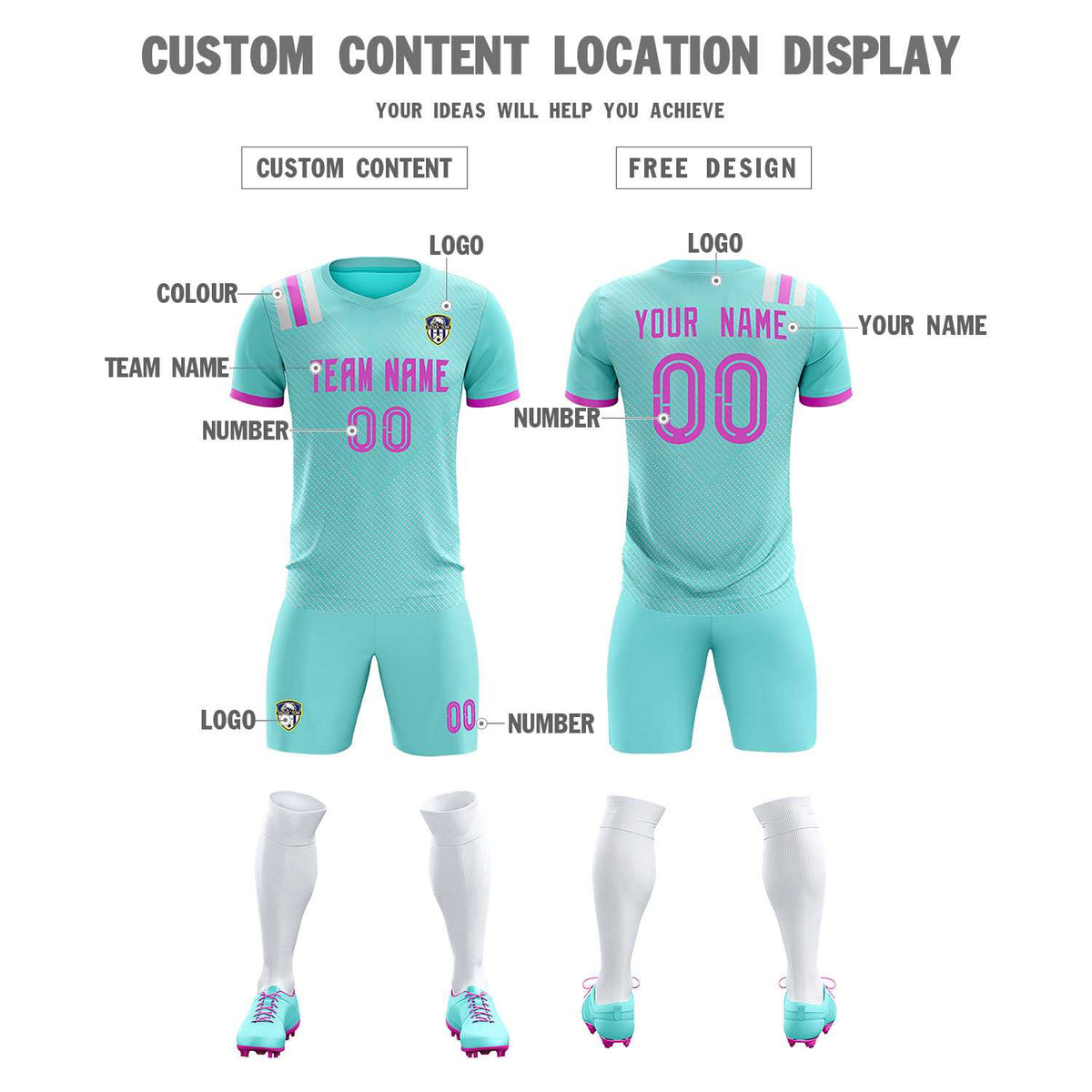 Custom Light Blue Striped Sportswear Soccer Tops/Sets Jersey For Adults