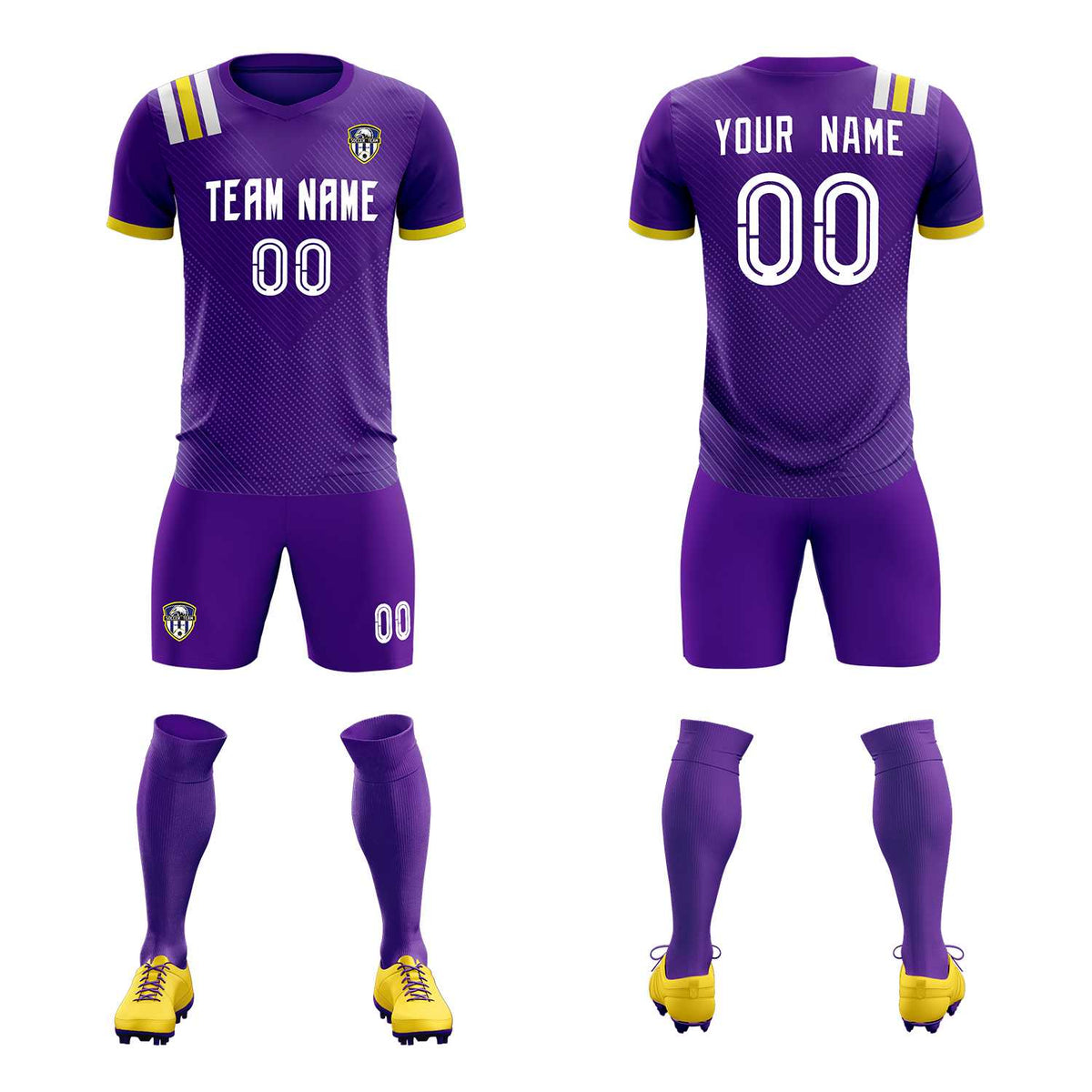 Custom Purple Striped Sportswear Soccer Tops/Sets Jersey For Adults