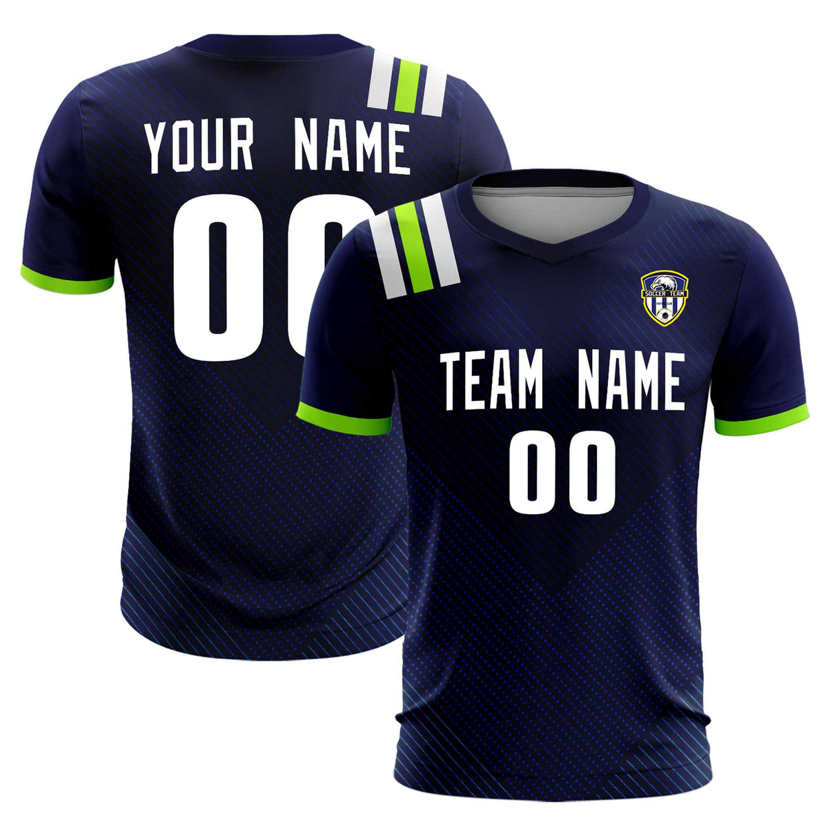 Custom Navy Striped Sportswear Soccer Tops/Sets Jersey For Adults