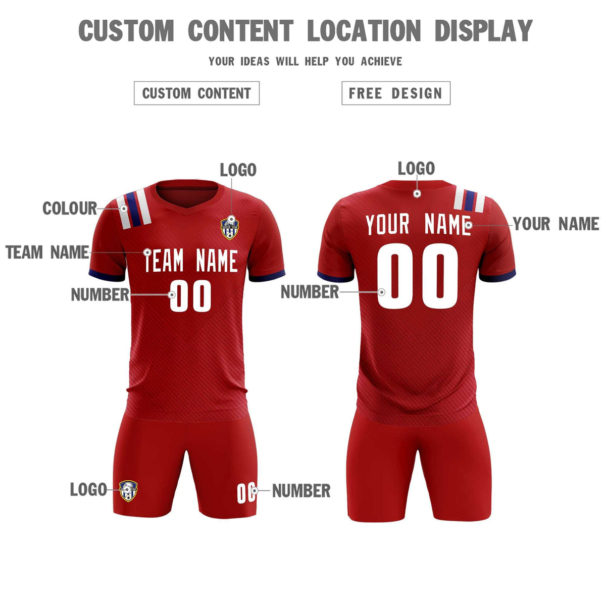 Custom Red Striped Sportswear Football Kit Jersey For Adults