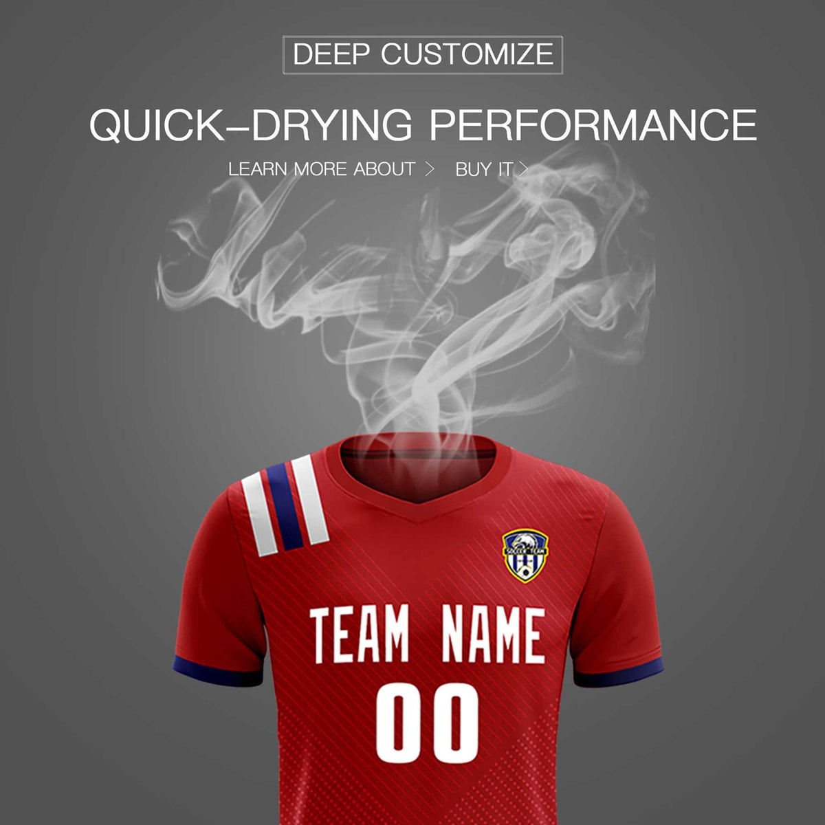 Custom Red Striped Sportswear Football Kit Jersey For Adults