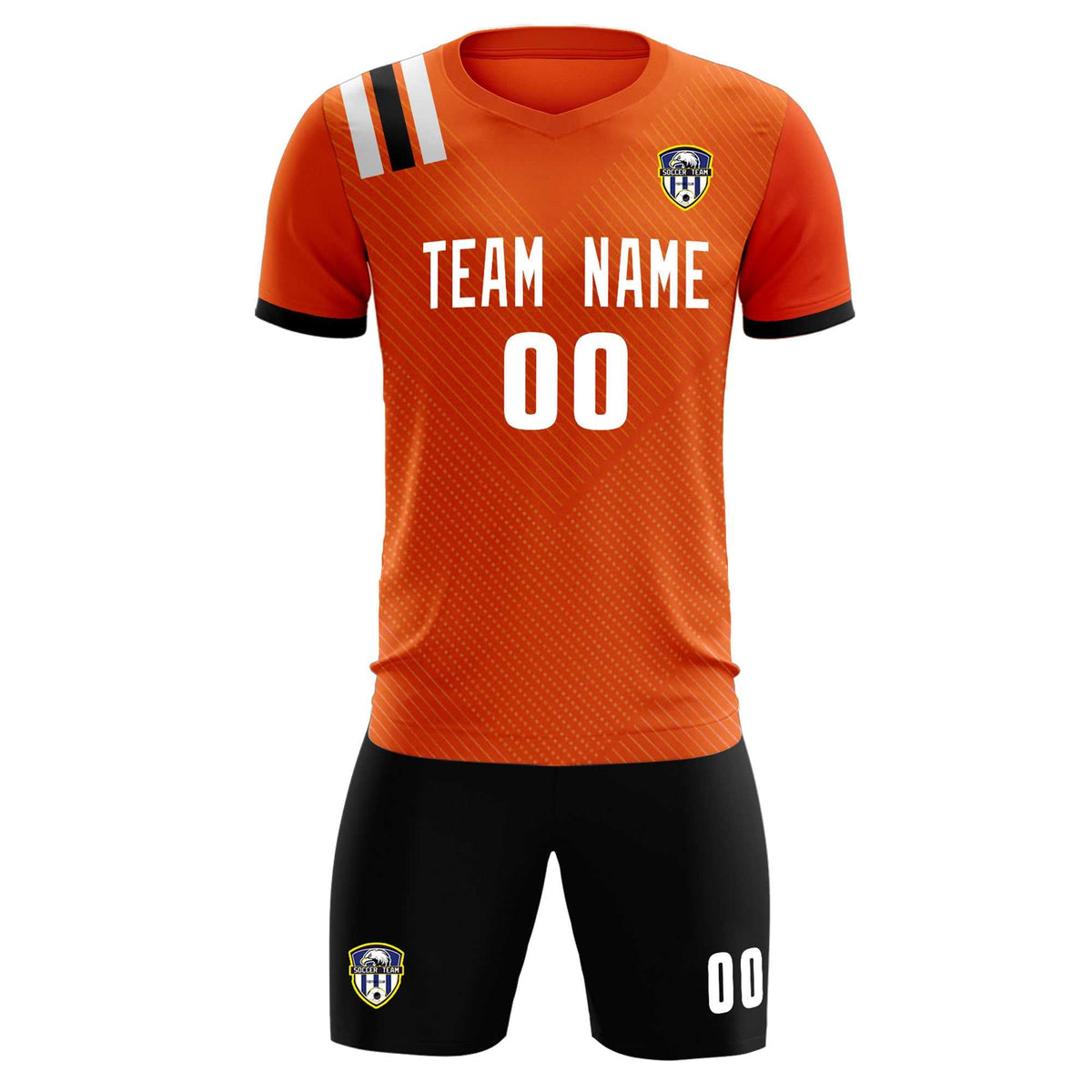 Custom Orange Striped Sportswear Soccer Tops/Sets Jersey For Adults