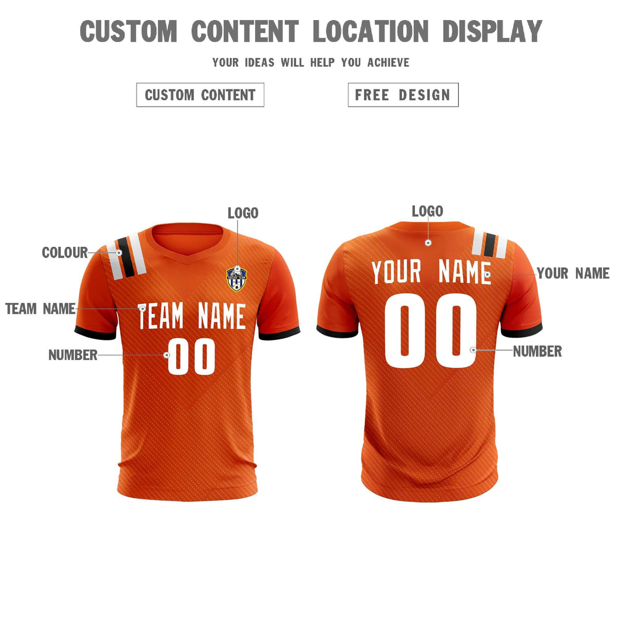 Custom Orange Striped Sportswear Soccer Tops/Sets Jersey For Adults