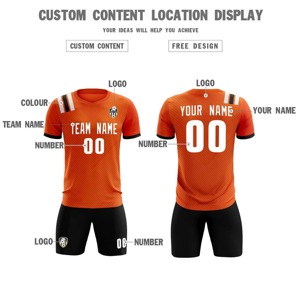 Custom Orange Striped Sportswear Soccer Tops/Sets Jersey For Adults