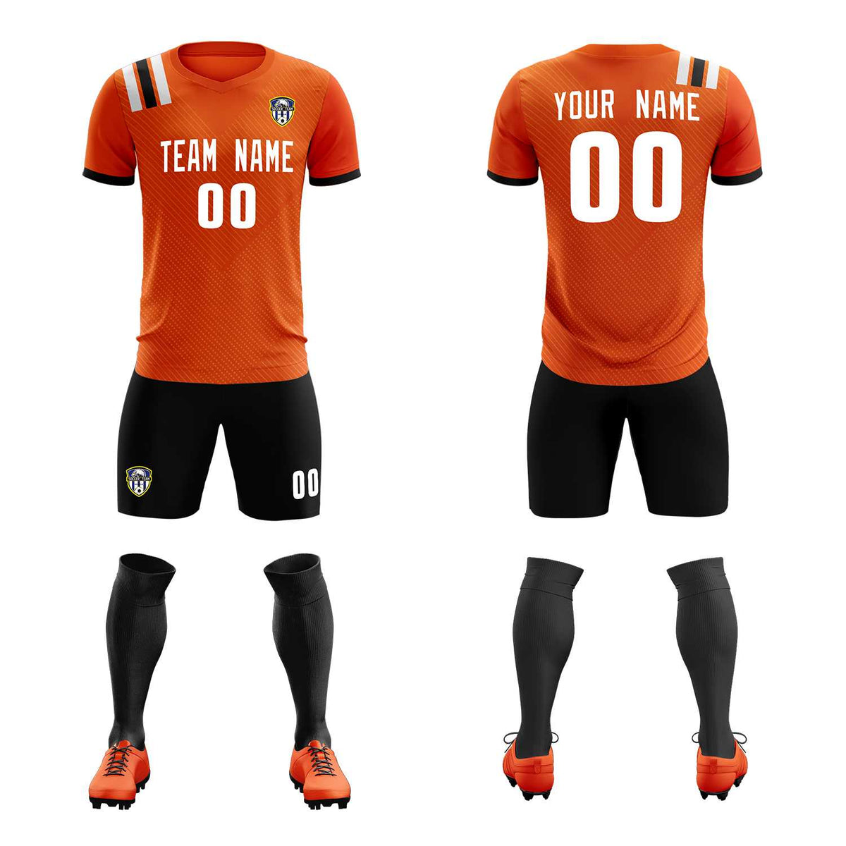 Custom Orange Striped Sportswear Soccer Tops/Sets Jersey For Adults