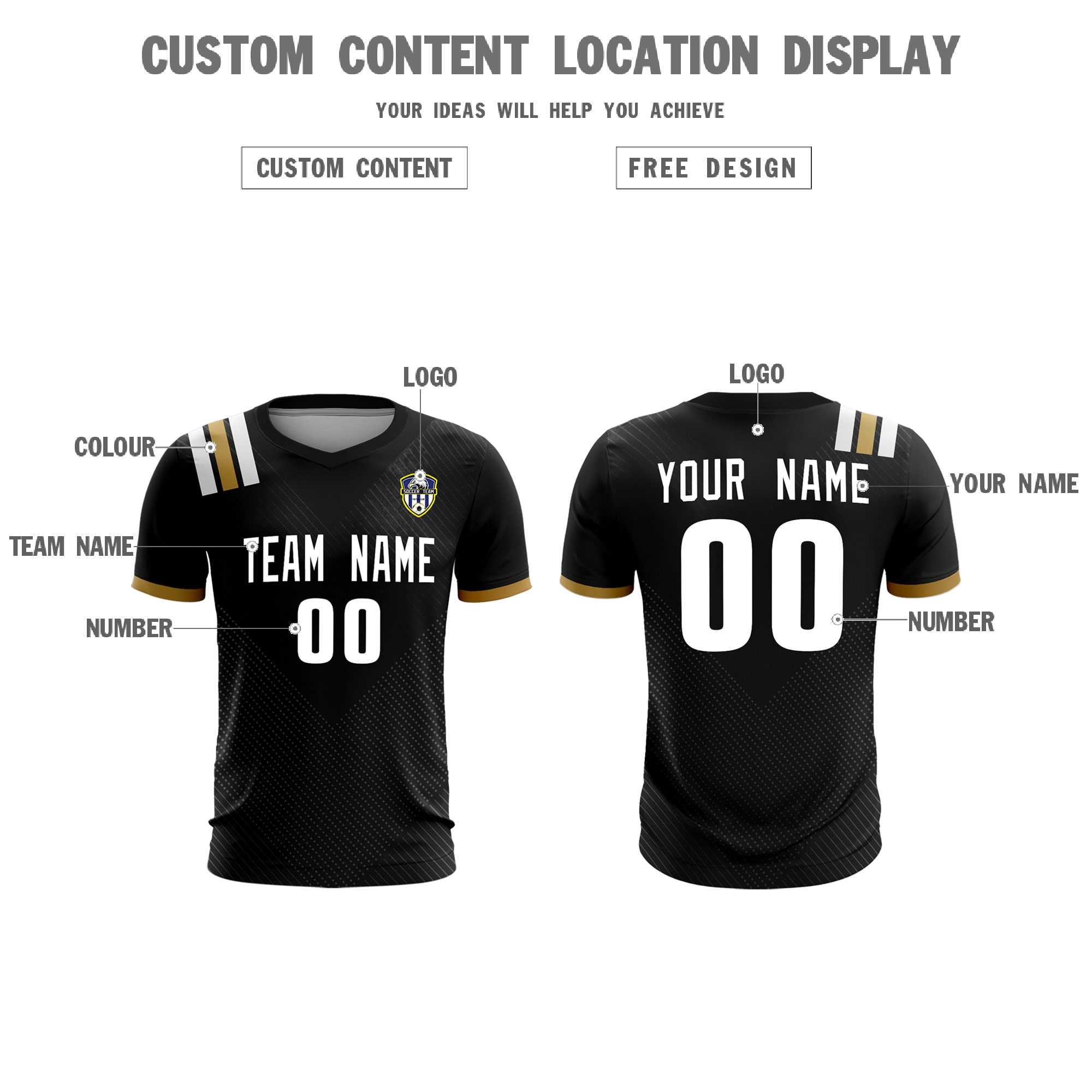 Custom Black Striped Sportswear Soccer Tops/Sets Jersey For Adults