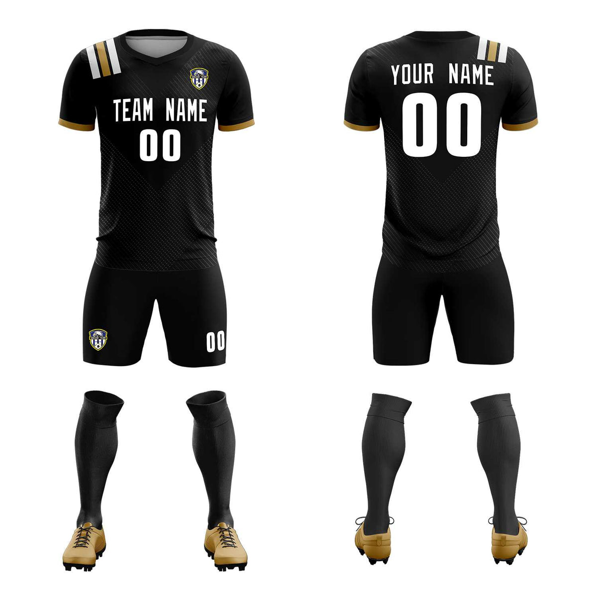 Custom Black Striped Sportswear Football Kit Jersey For Adults