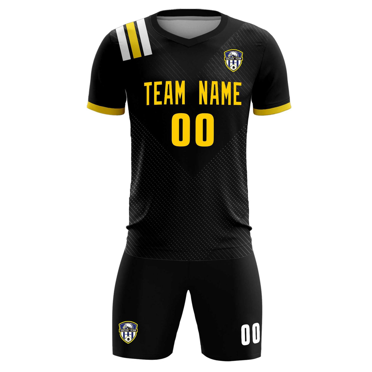 Custom Black Striped Sportswear Football Kit Jersey For Adults