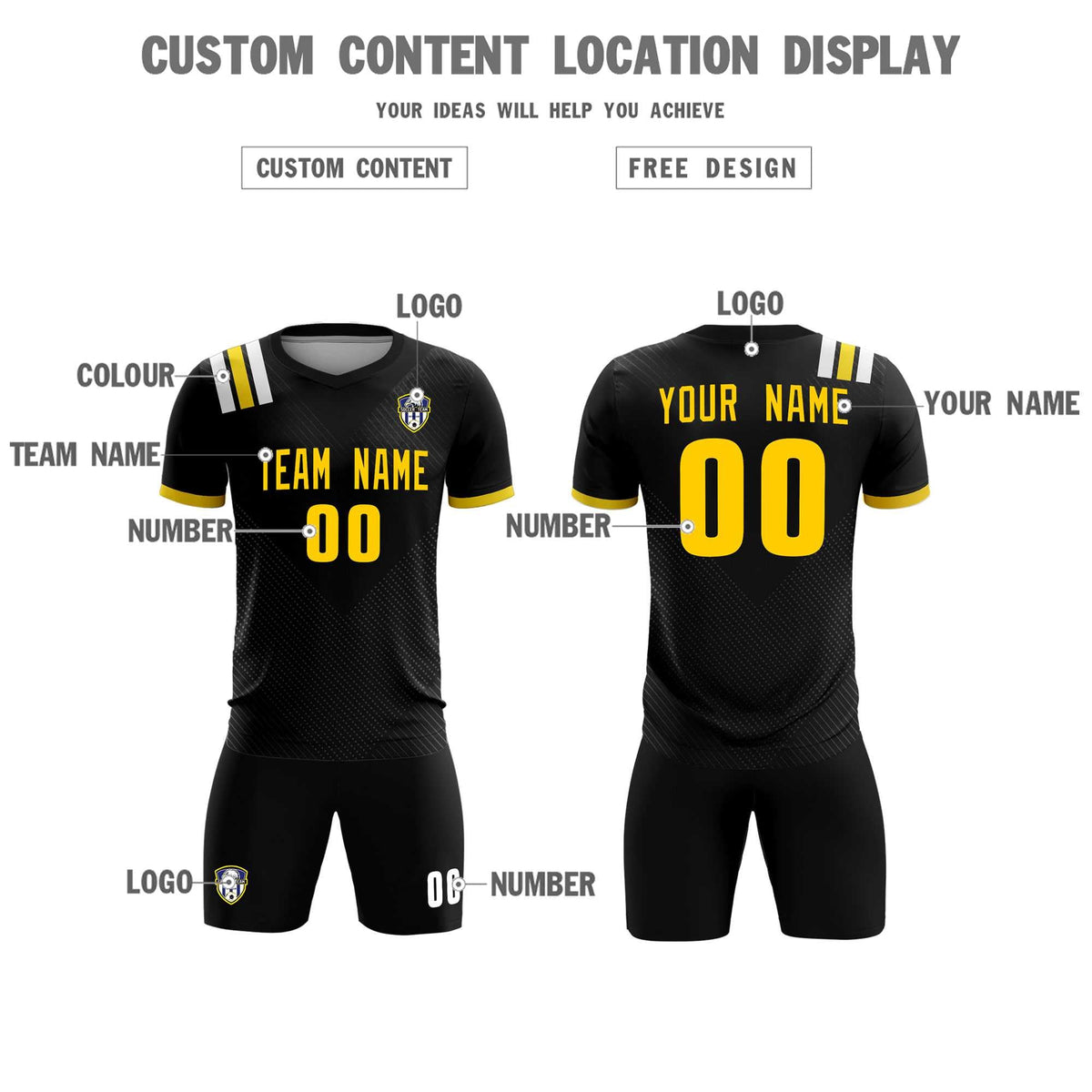 Custom Black Striped Sportswear Football Kit Jersey For Adults