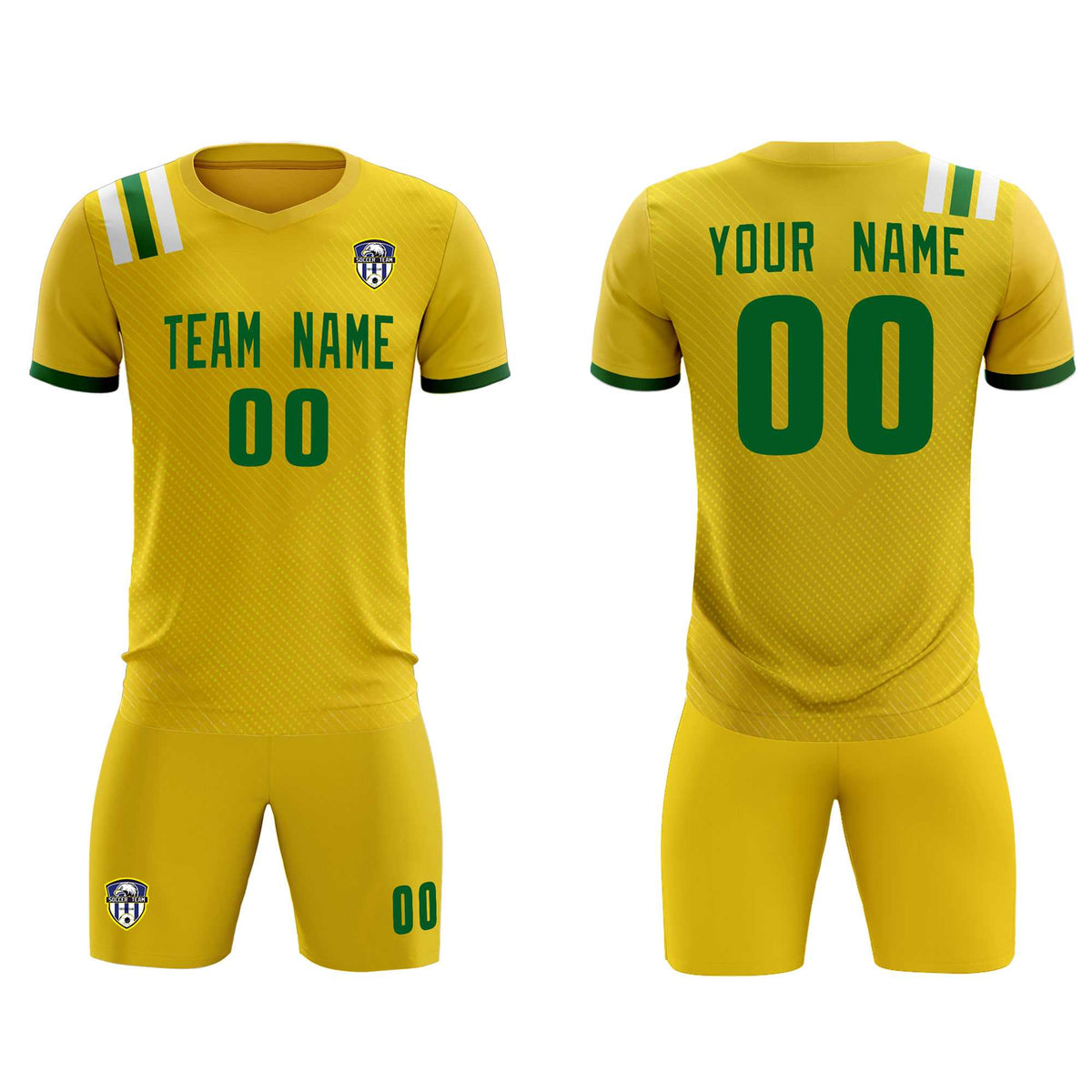 Custom Gold Striped Sportswear Football Kit Jersey For Adults