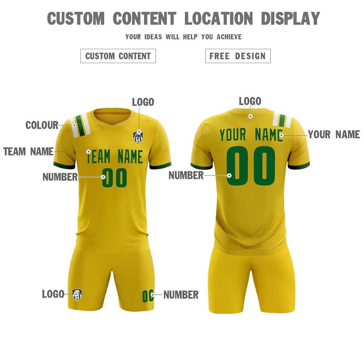 Custom Gold Striped Sportswear Football Kit Jersey For Adults