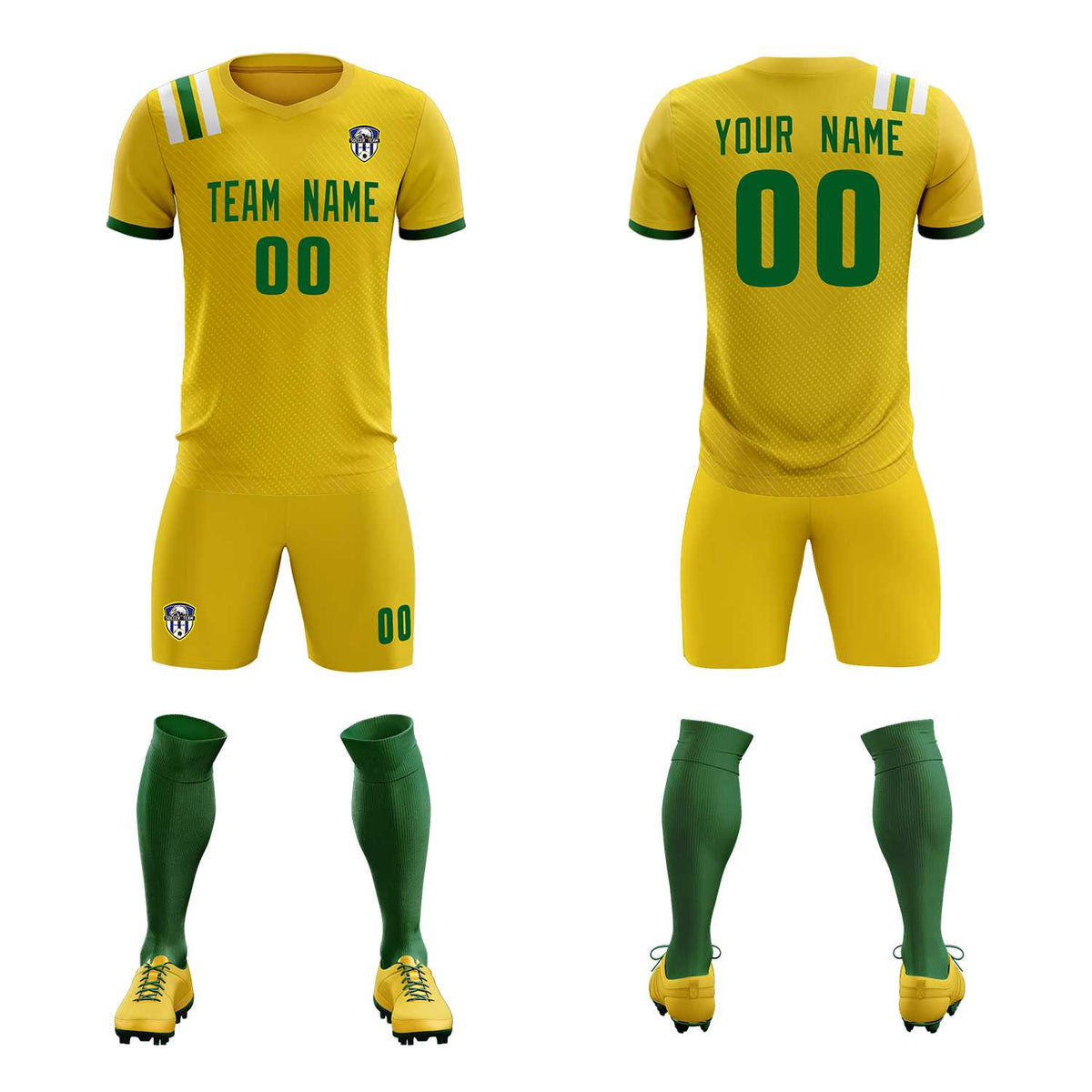 Custom Gold Striped Sportswear Football Kit Jersey For Adults