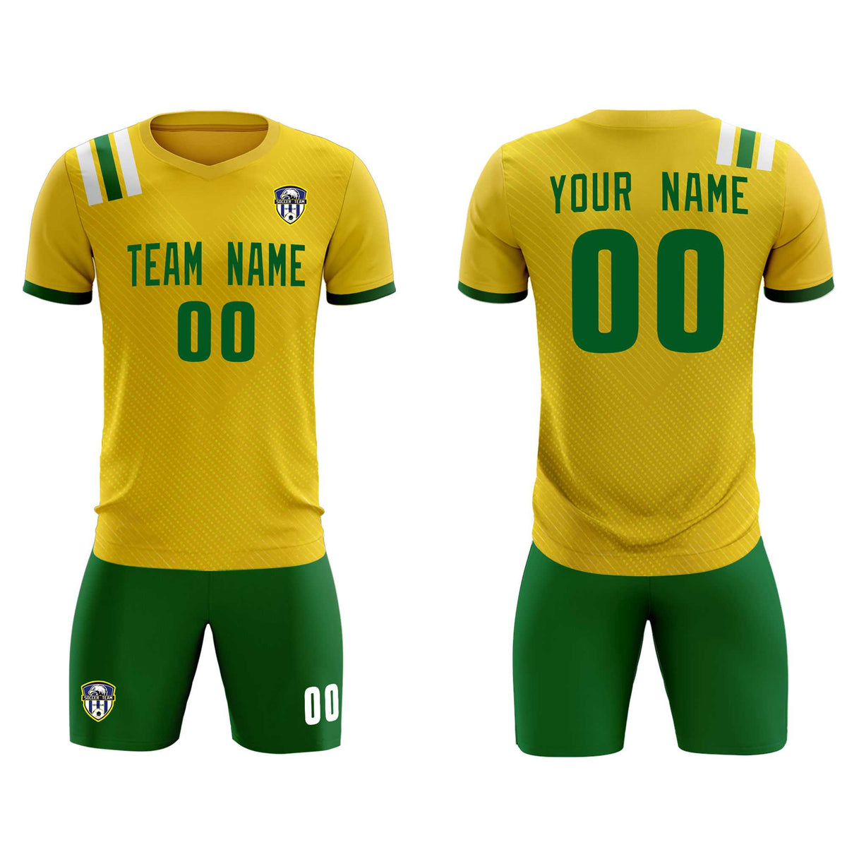 Custom Gold Striped Sportswear Football Kit Jersey For Adults