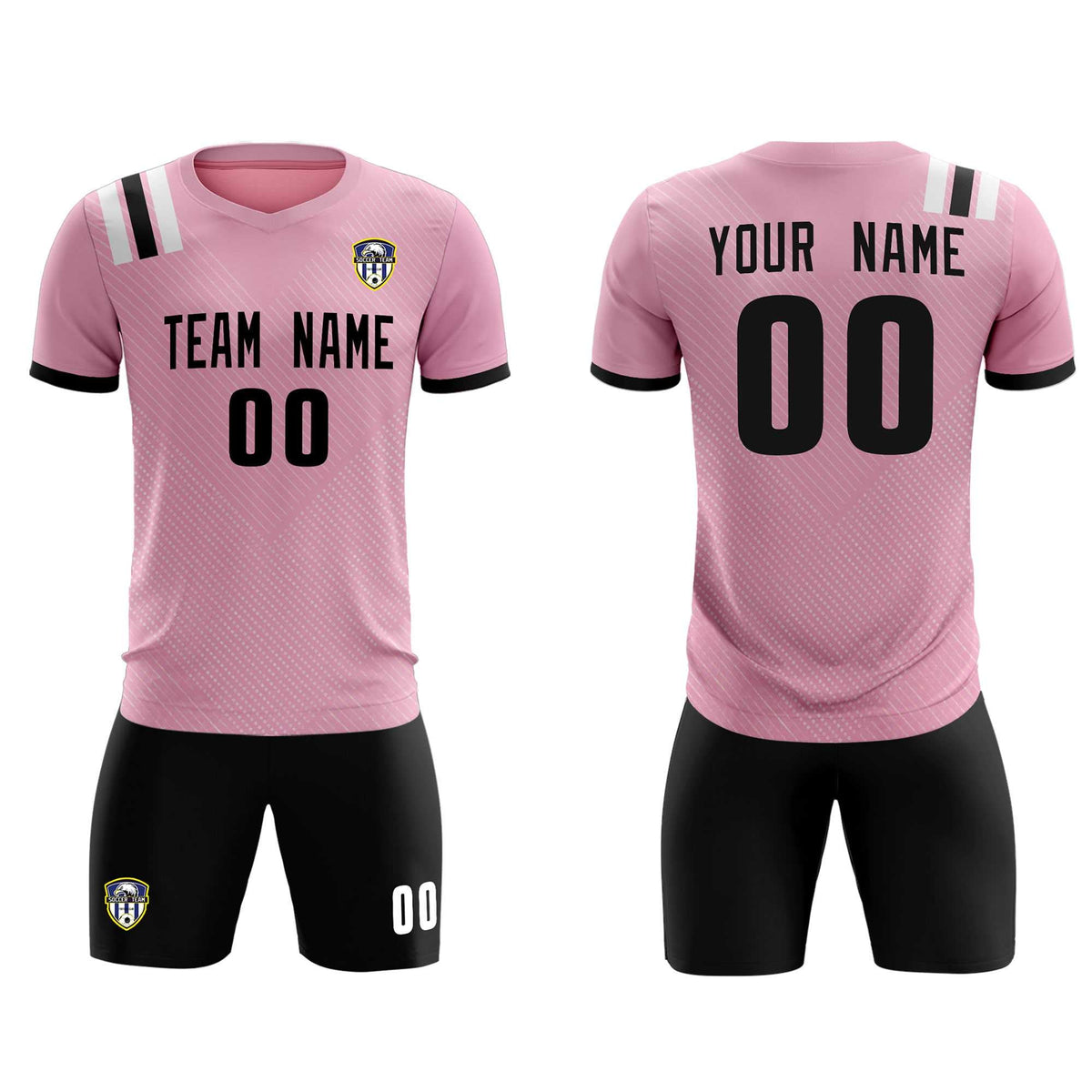 Custom Pink Striped Sportswear Football Kit Jersey For Adults