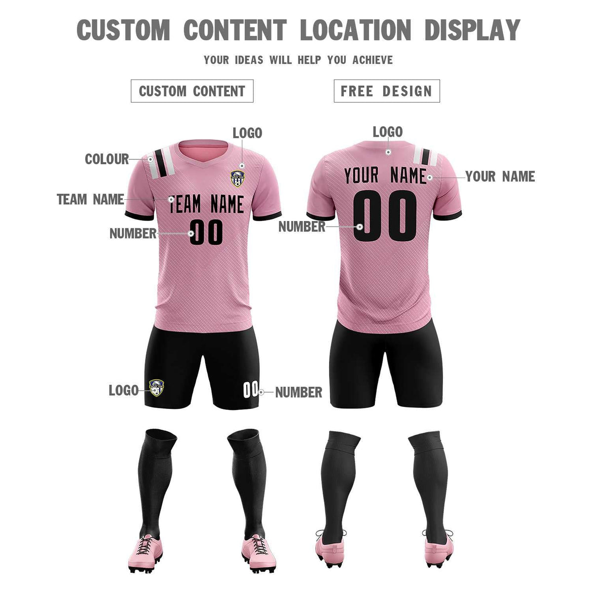 Custom Pink Striped Sportswear Football Kit Jersey For Adults