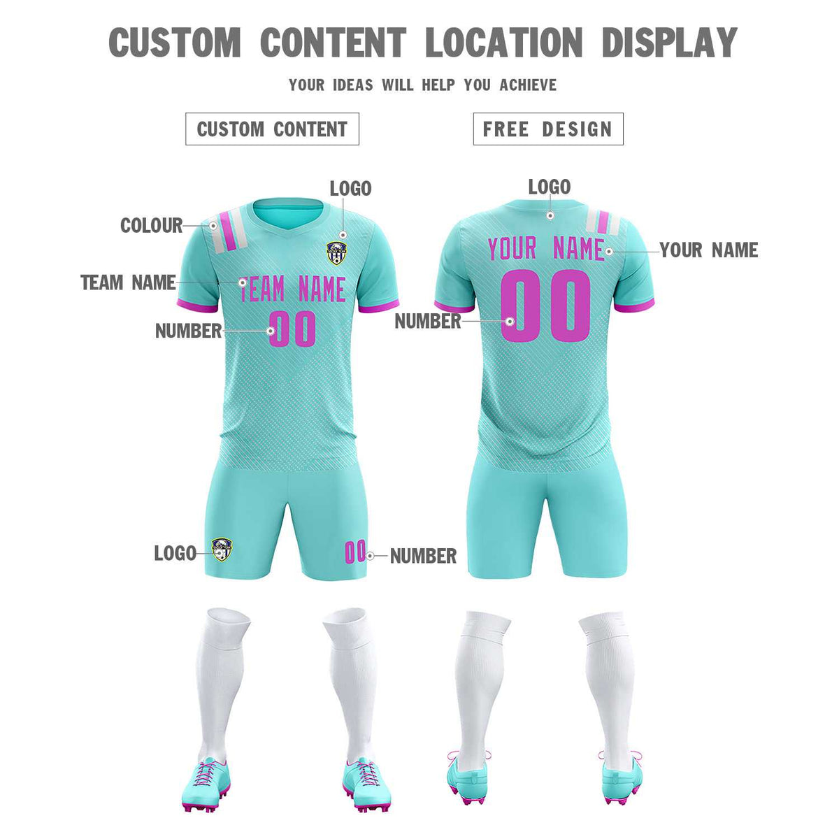 Custom Light Blue Striped Sportswear Soccer Tops/Sets Jersey For Adults