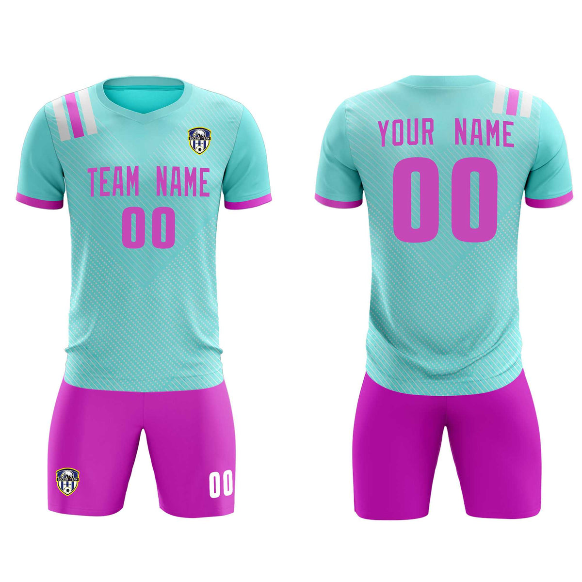 Custom Light Blue Striped Sportswear Soccer Tops/Sets Jersey For Adults