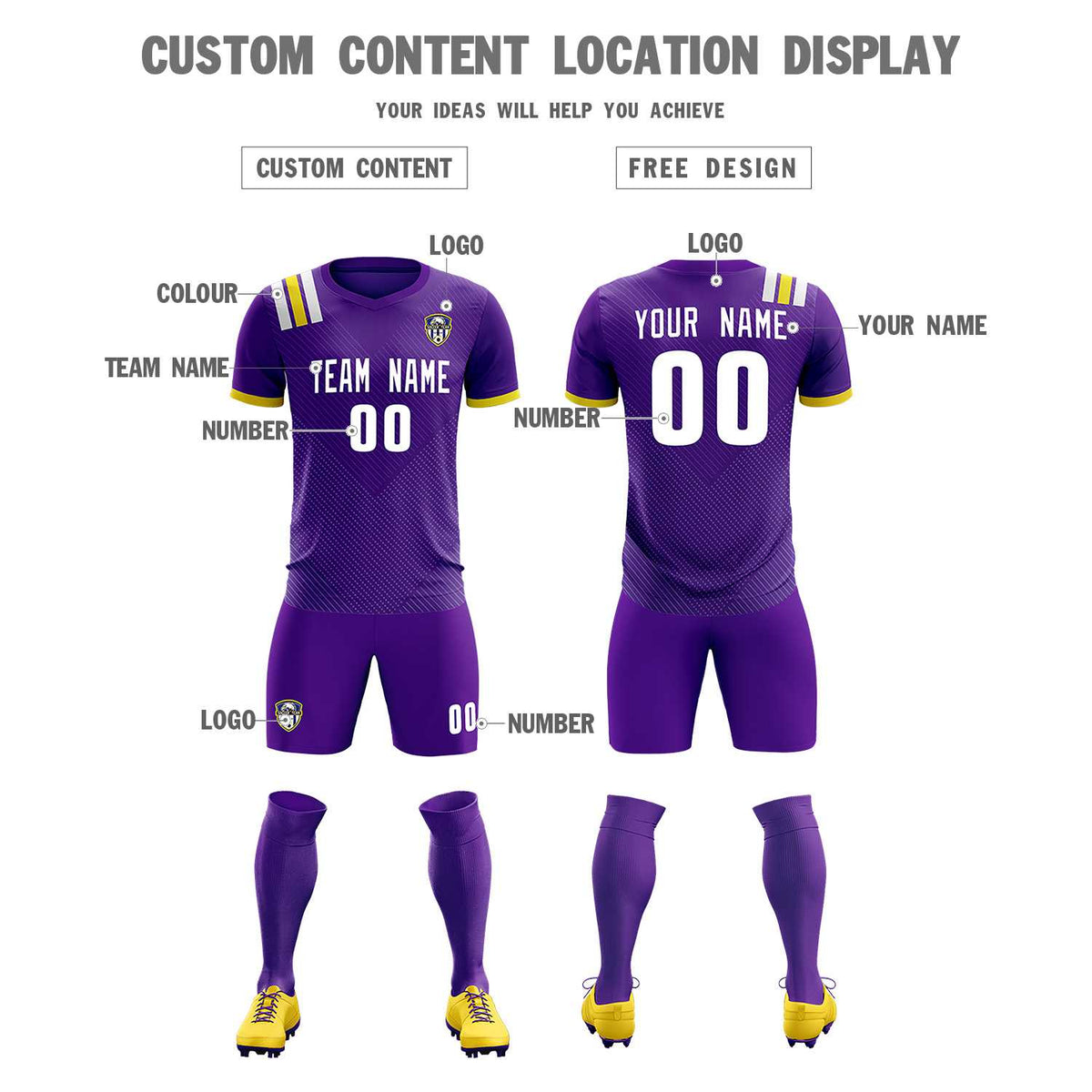 Custom Purple Striped Sportswear Football Kit Jersey For Adults