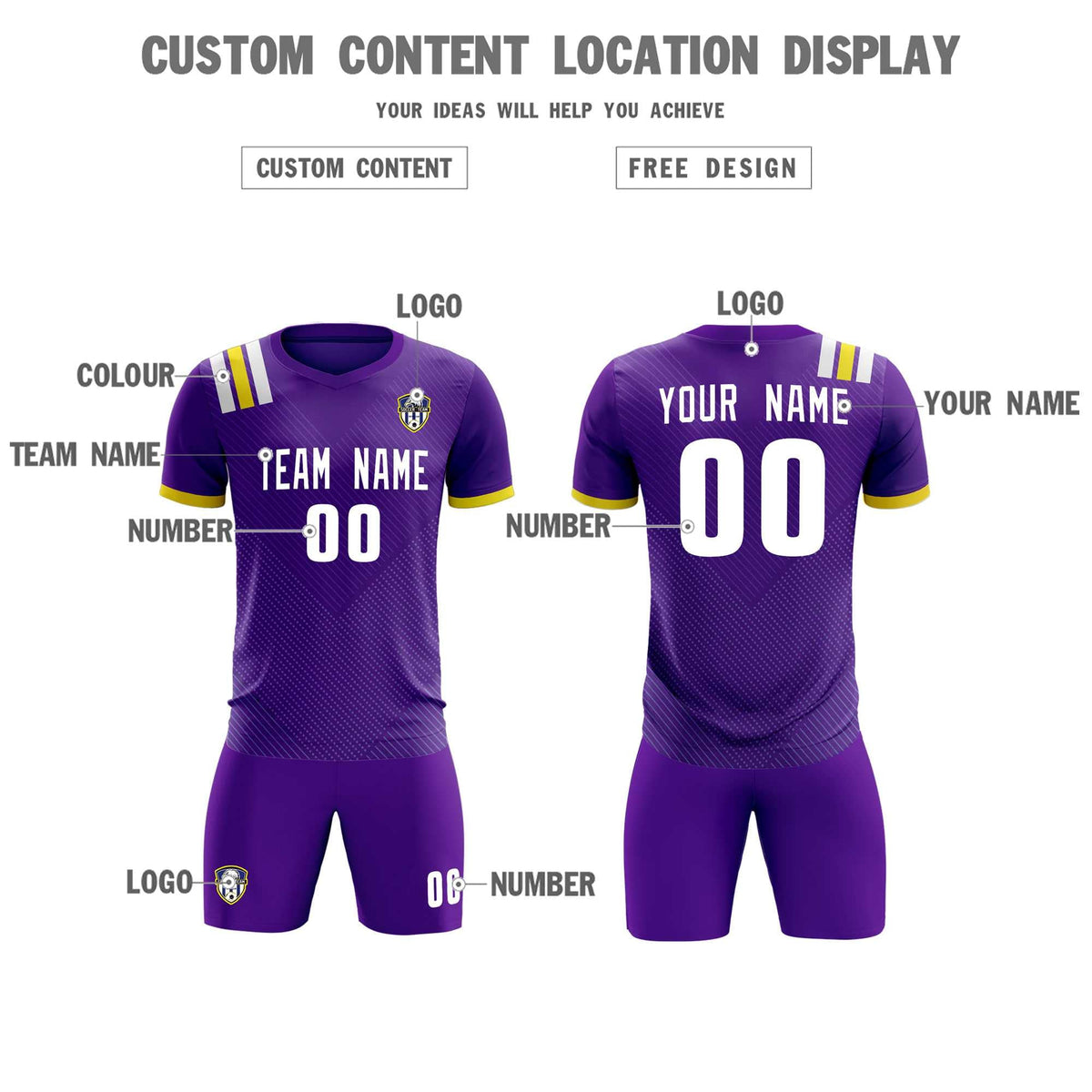 Custom Purple Striped Sportswear Football Kit Jersey For Adults