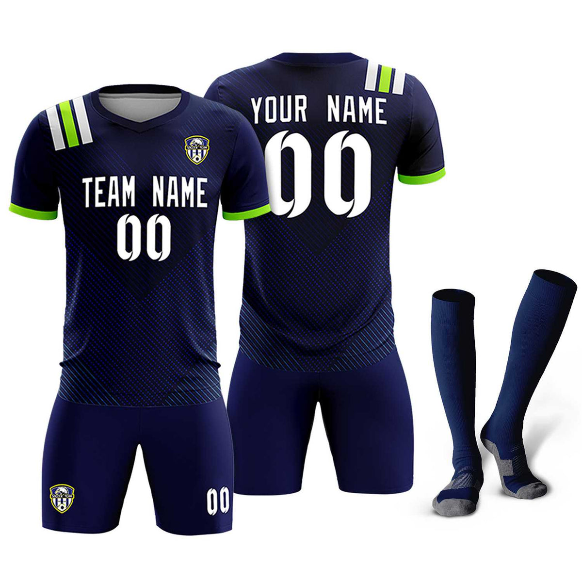 Custom Navy Striped Sportswear Soccer Tops/Sets Jersey For Adults