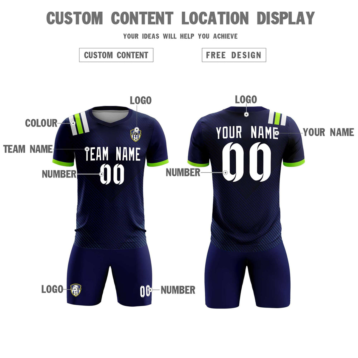 Custom Navy Striped Sportswear Football Kit Jersey For Adults